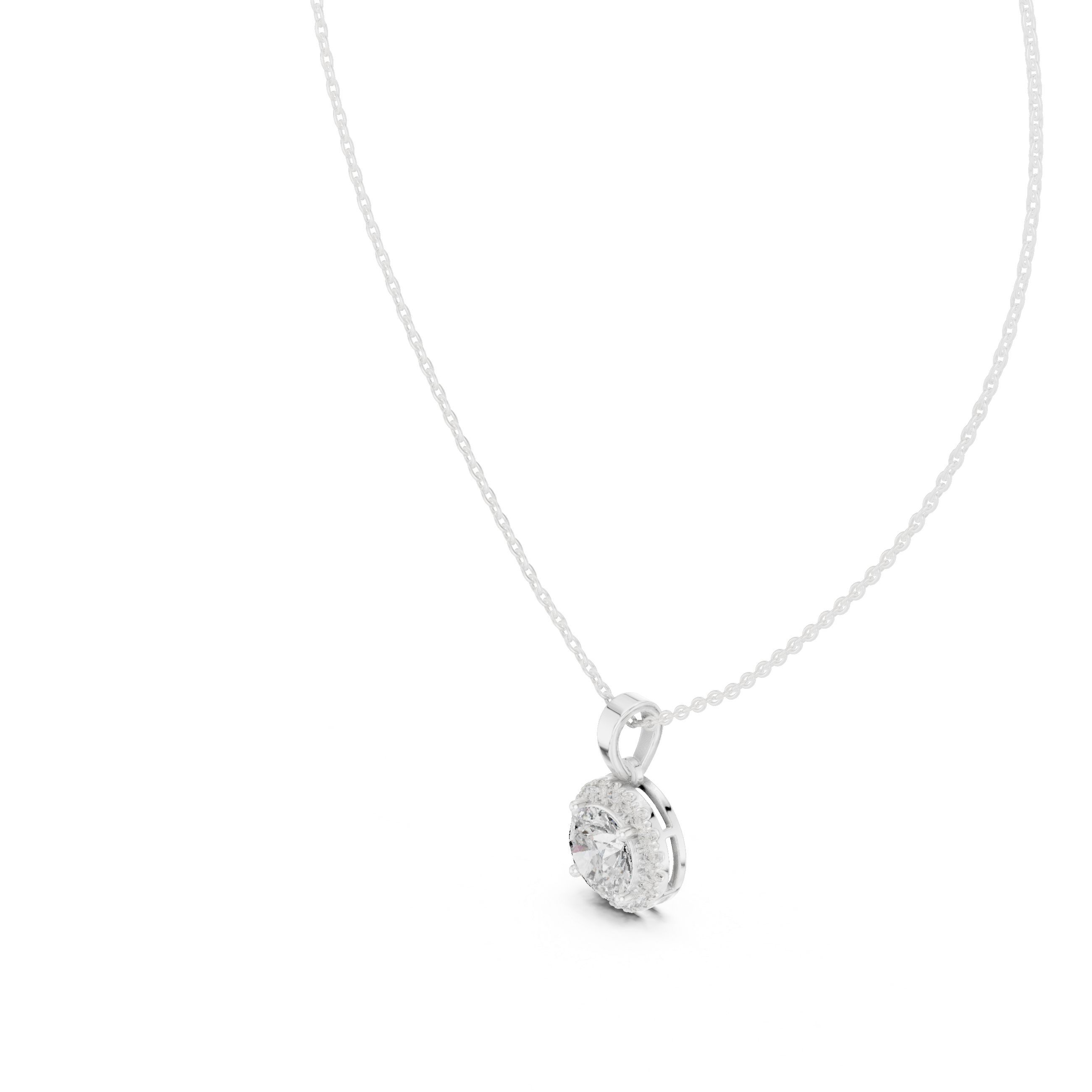 Classic Halo Diamond Pendant Necklace