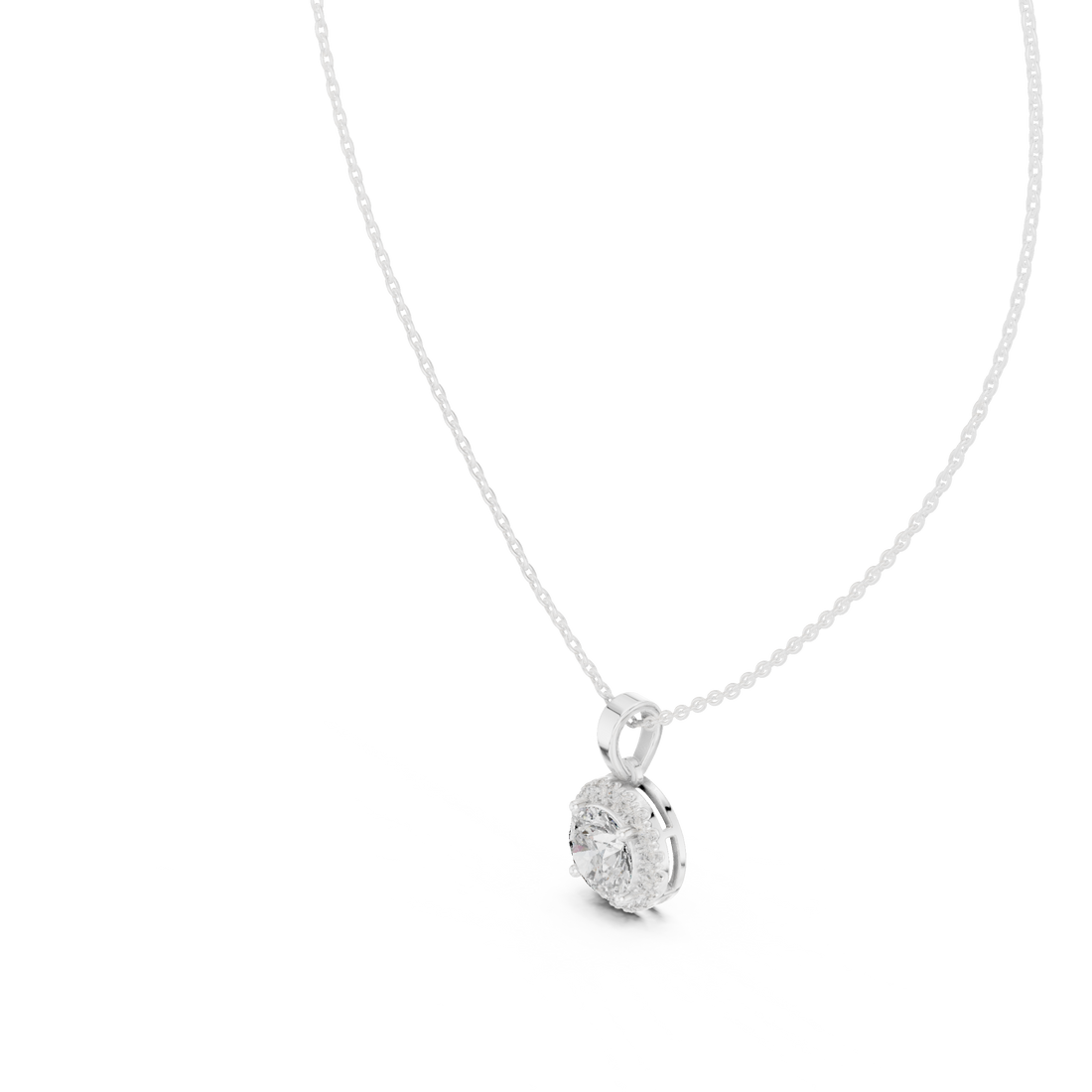 Classic Halo Diamond Pendant Necklace