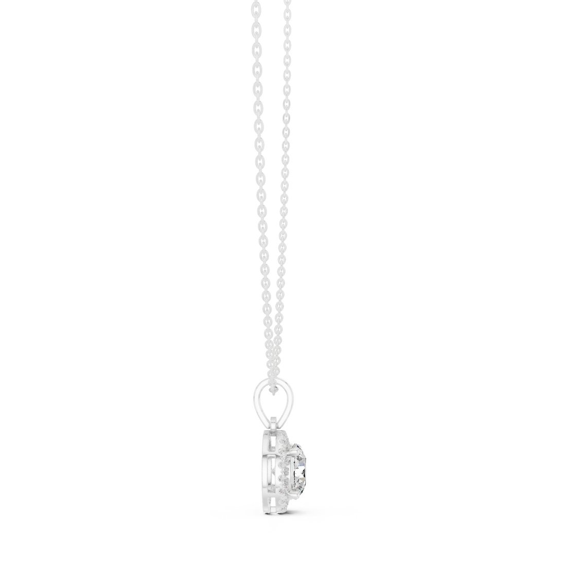 Classic Halo Diamond Pendant Necklace