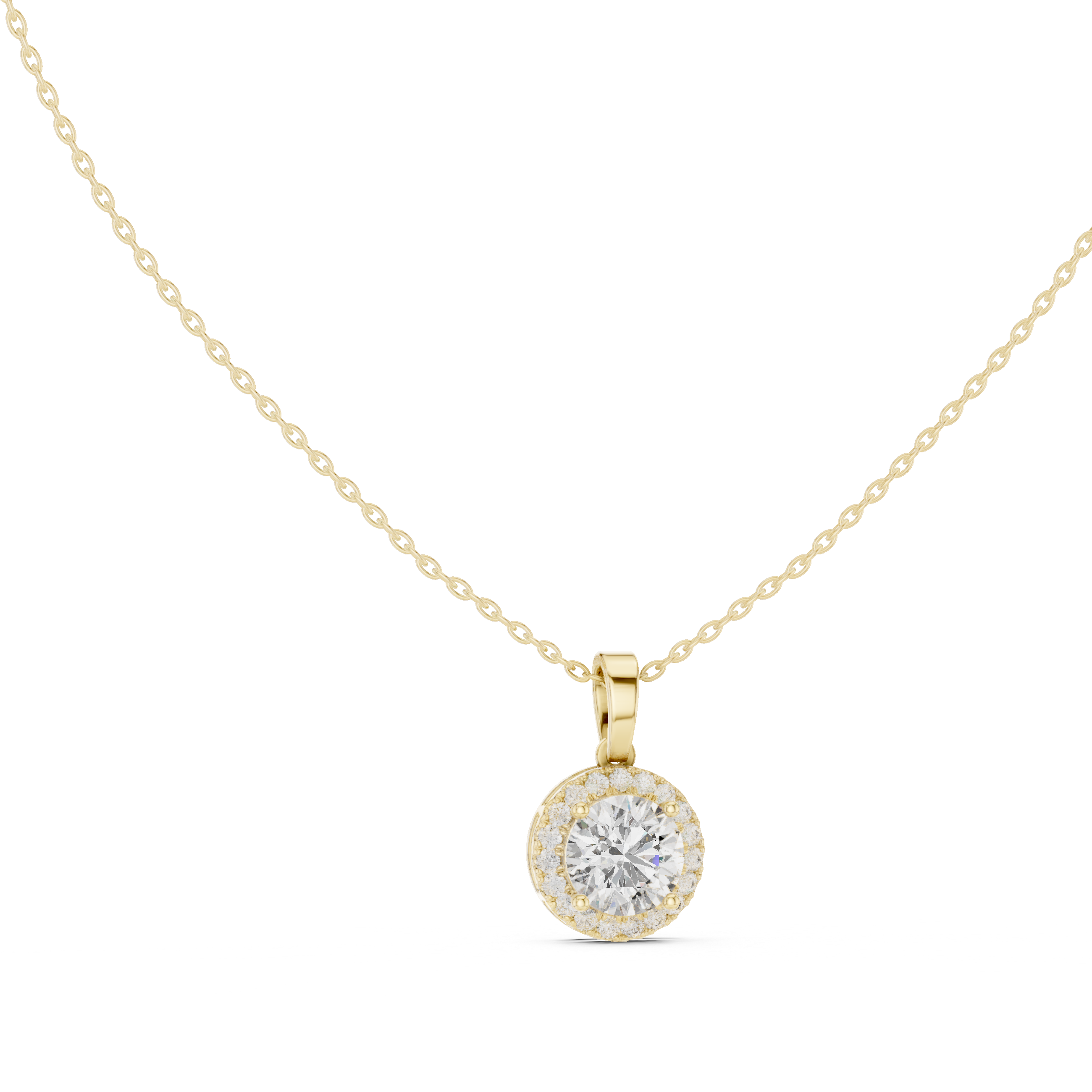 Classic Halo Diamond Pendant Necklace