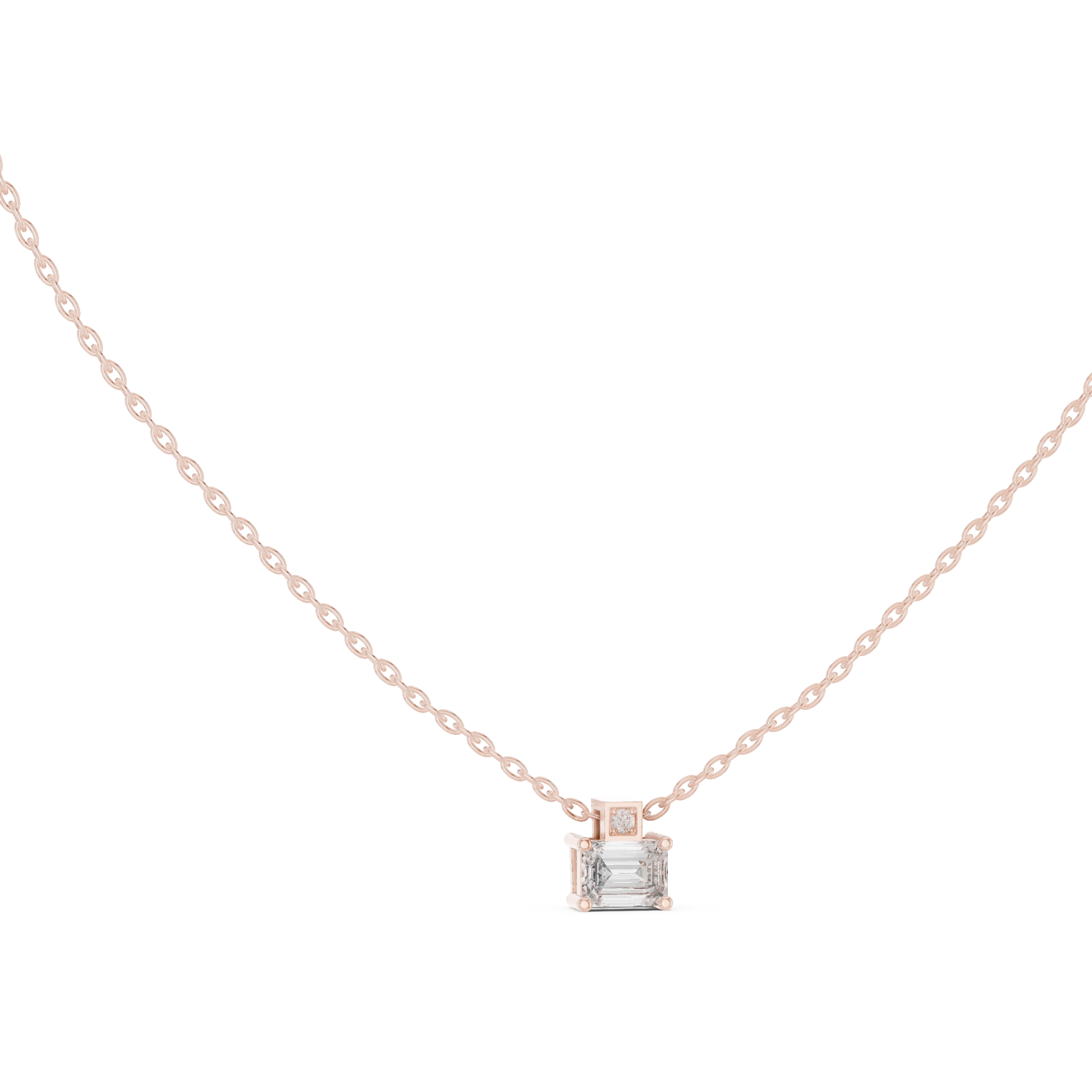 Emerald-Cut Diamond Pendant Necklace