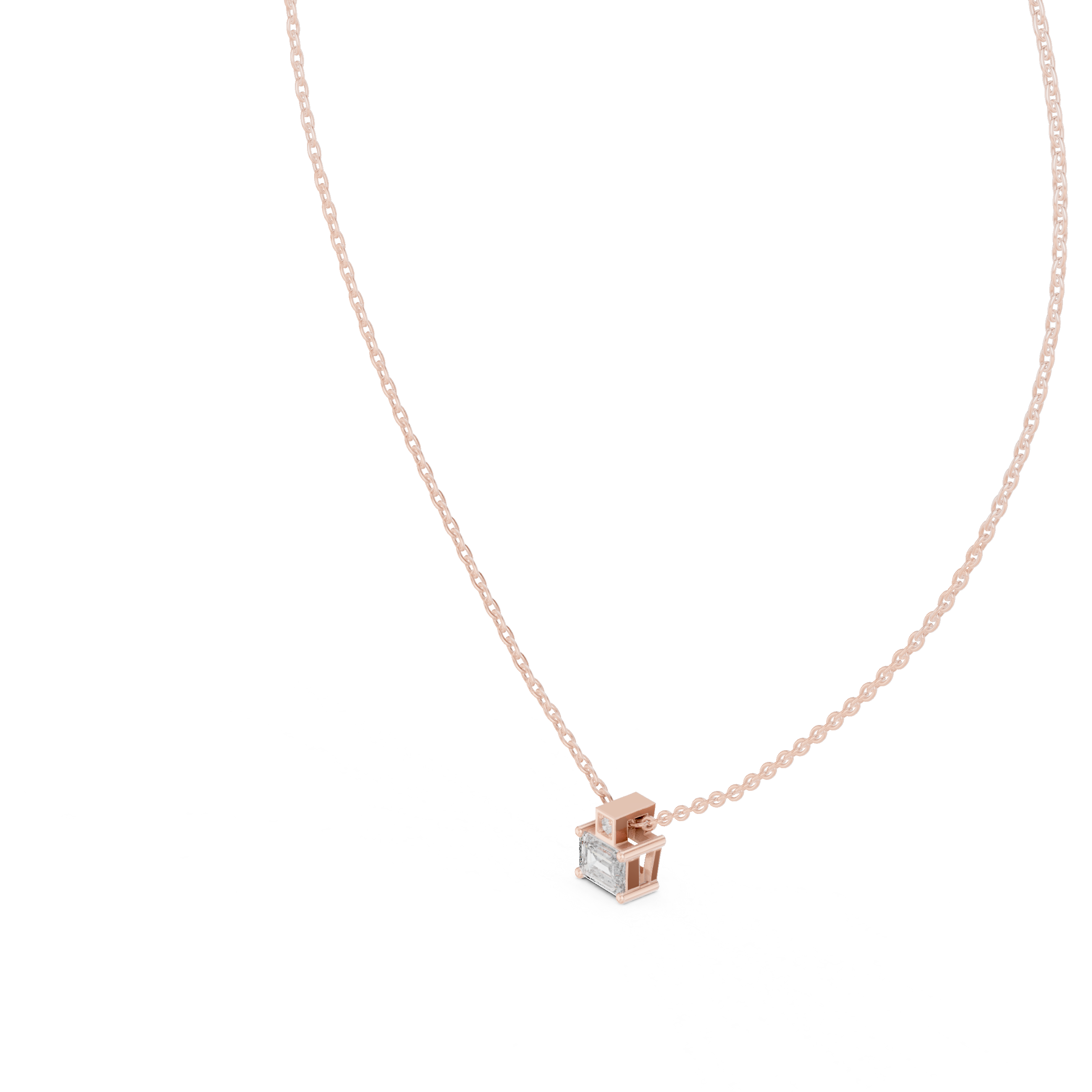 Emerald-Cut Diamond Pendant Necklace