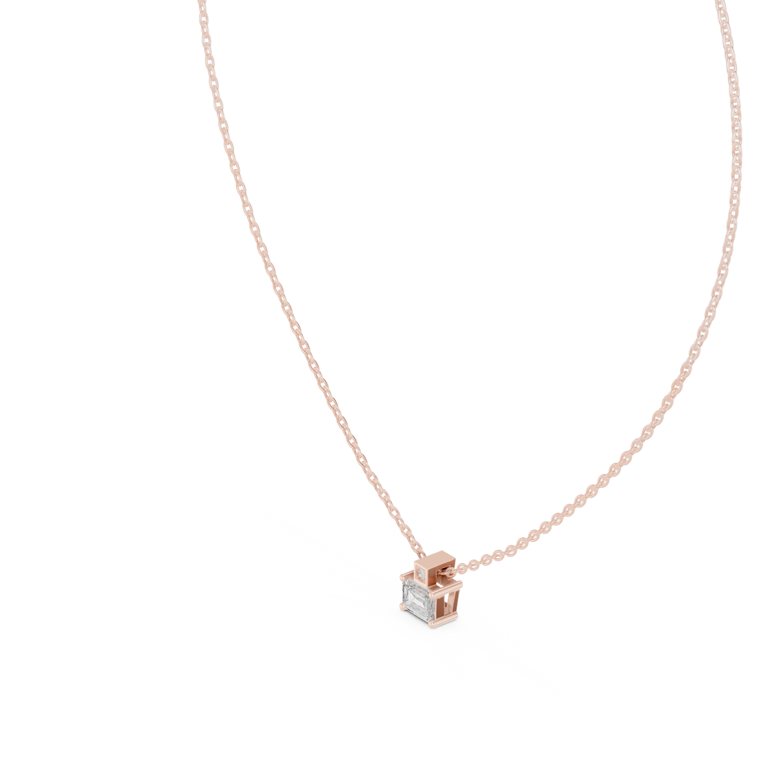 Emerald-Cut Diamond Pendant Necklace