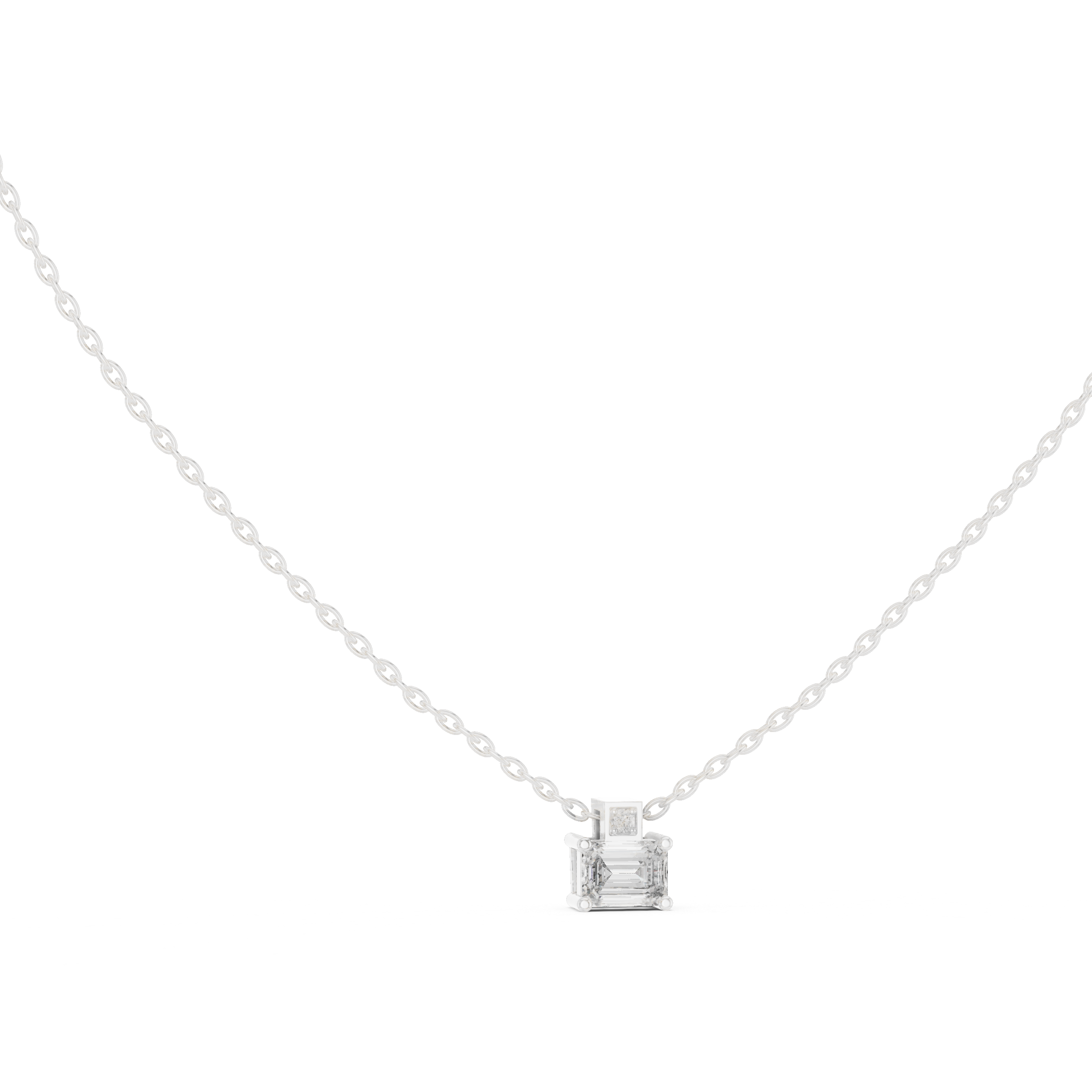 Emerald-Cut Diamond Pendant Necklace