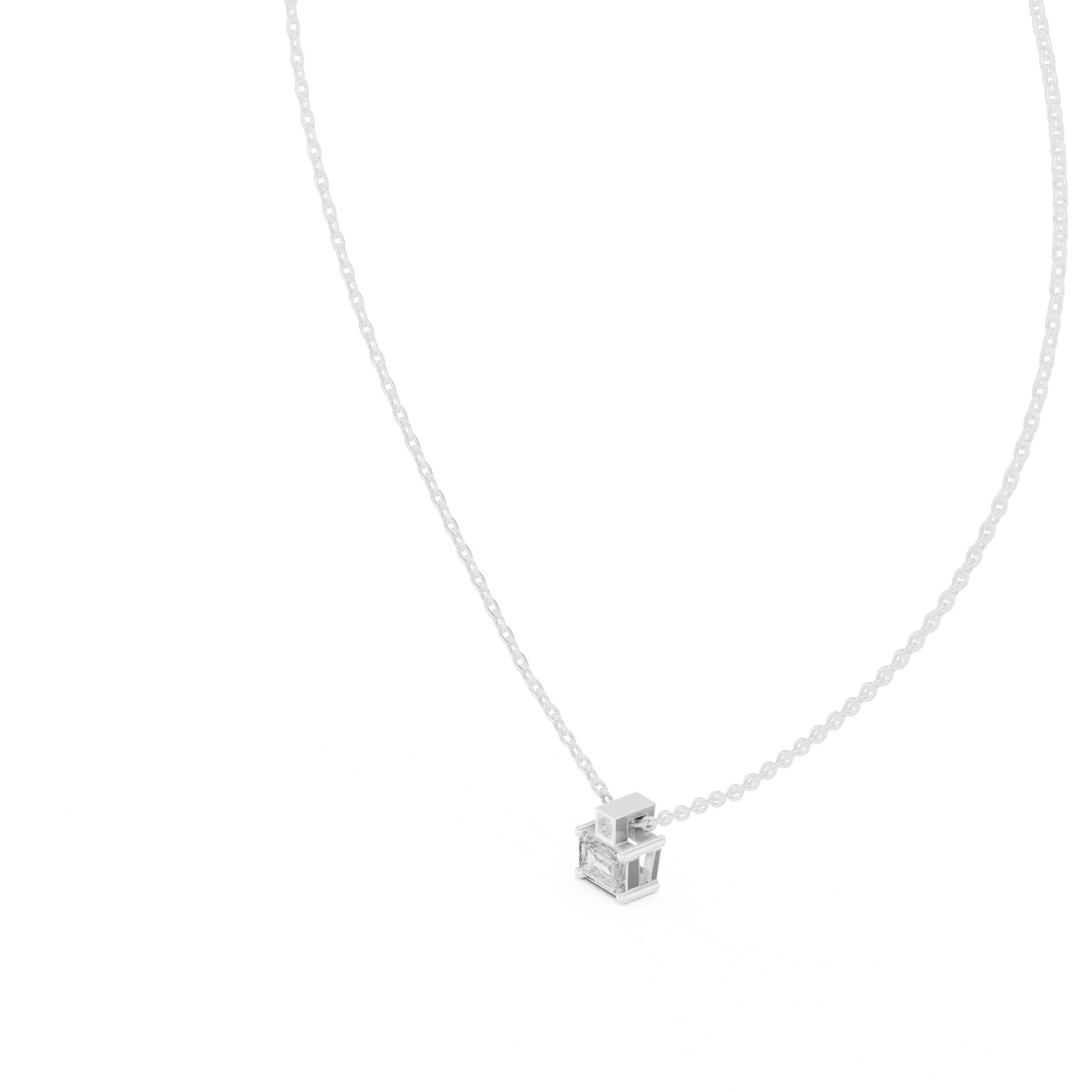 Emerald-Cut Diamond Pendant Necklace