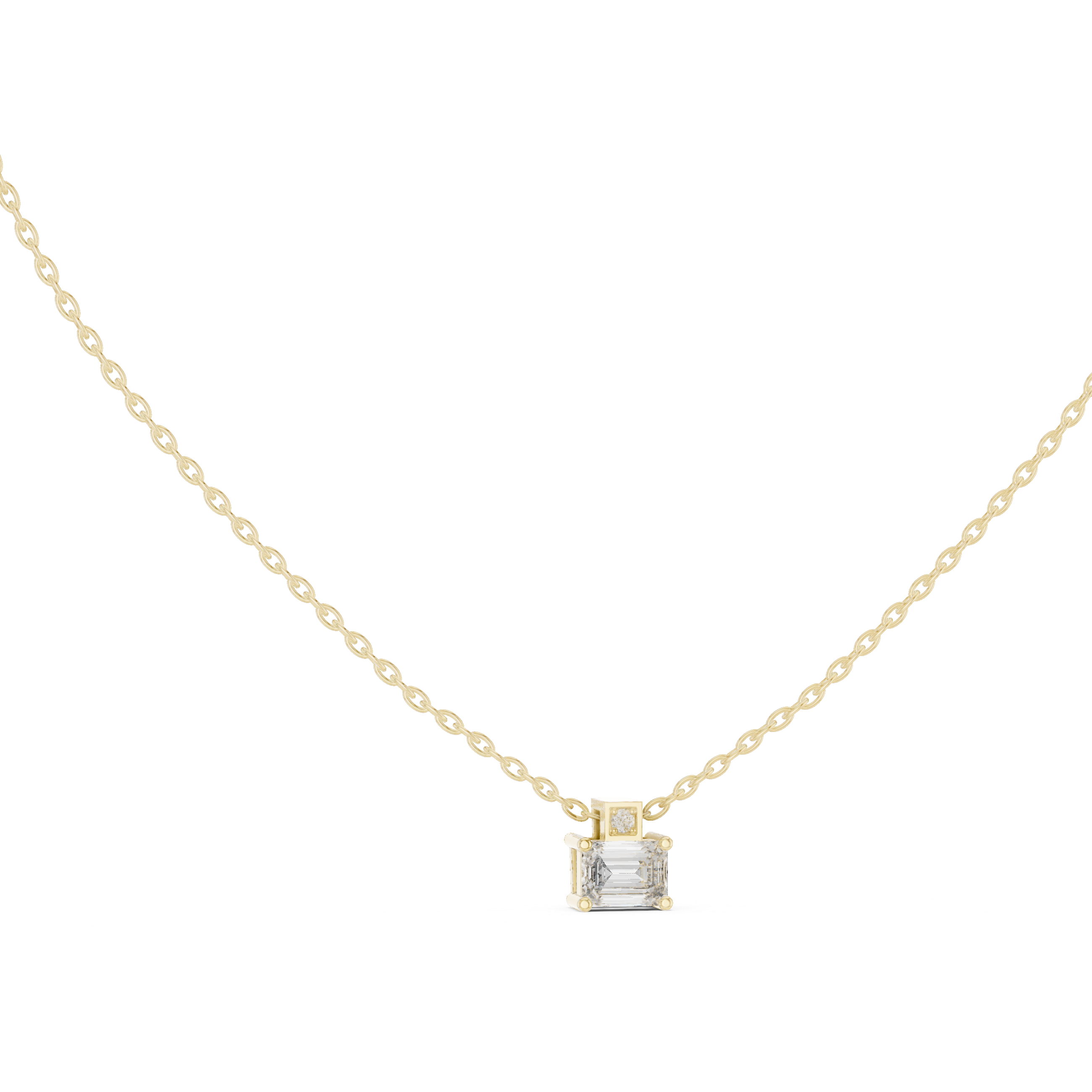 Emerald-Cut Diamond Pendant Necklace