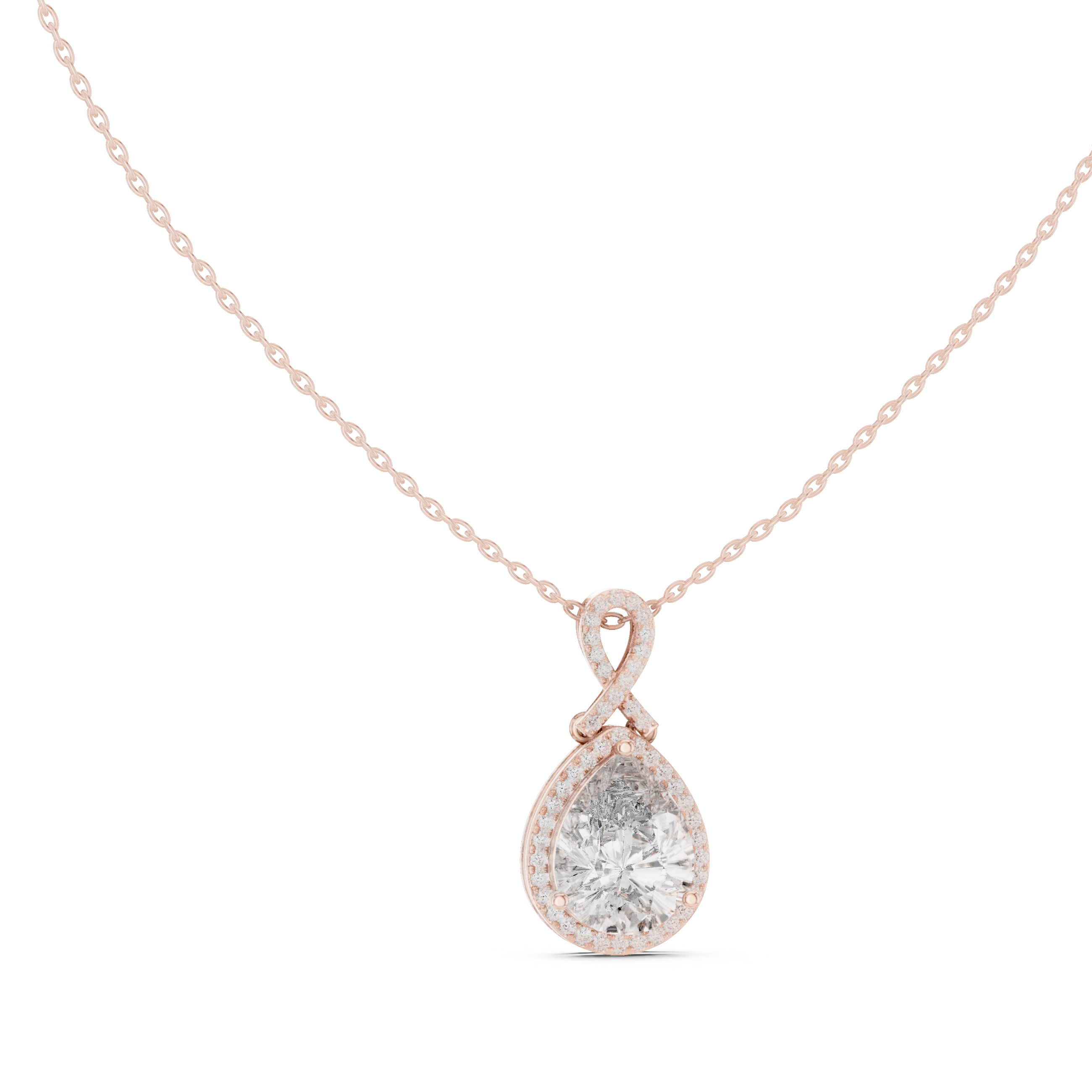 Pear-Shaped Halo Diamond Pendant