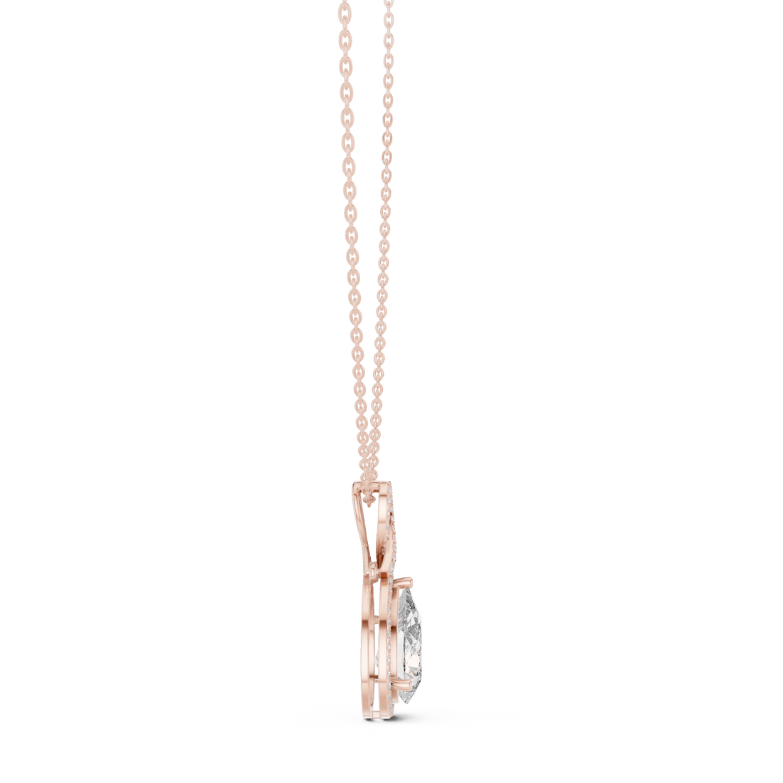Pear-Shaped Halo Diamond Pendant