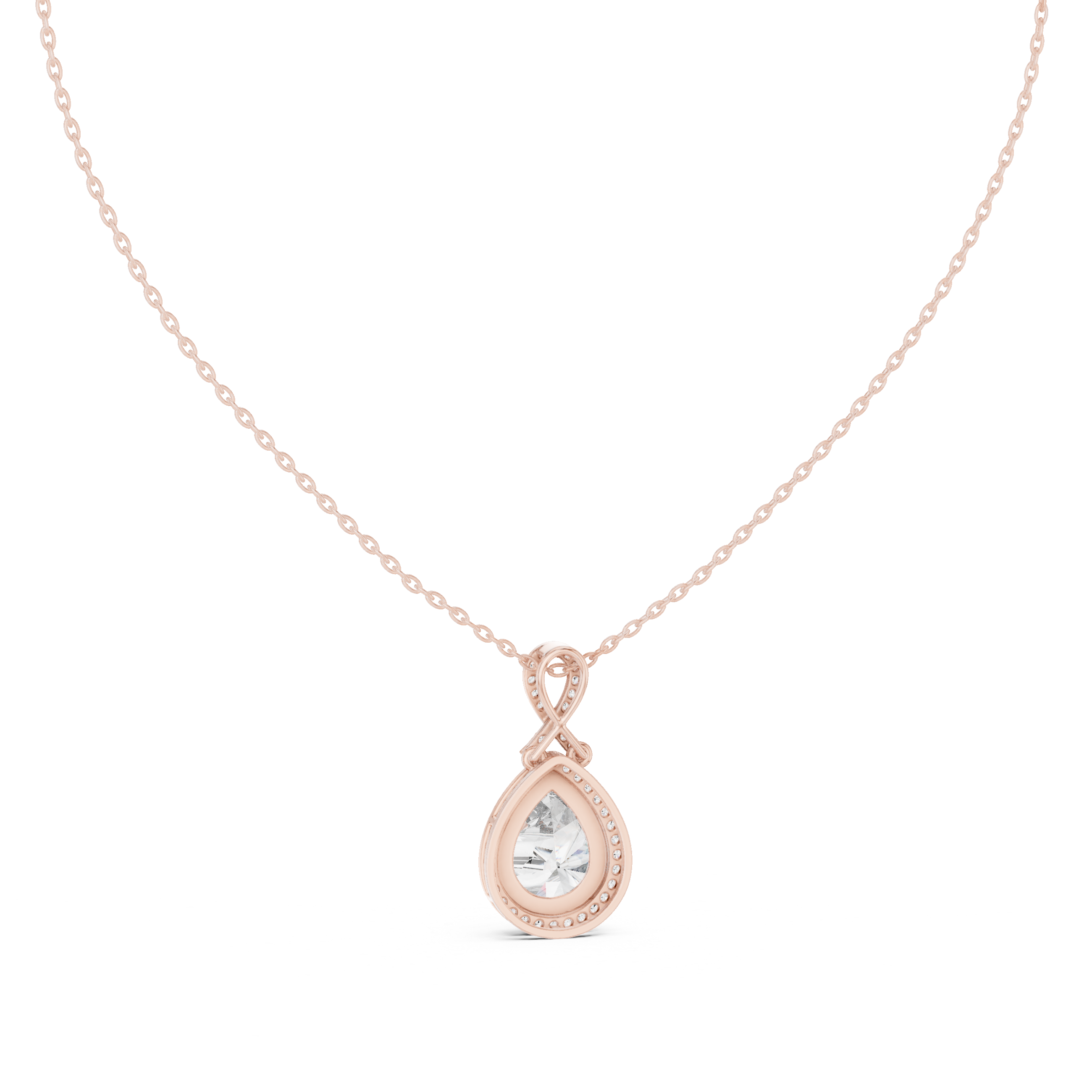 Pear-Shaped Halo Diamond Pendant