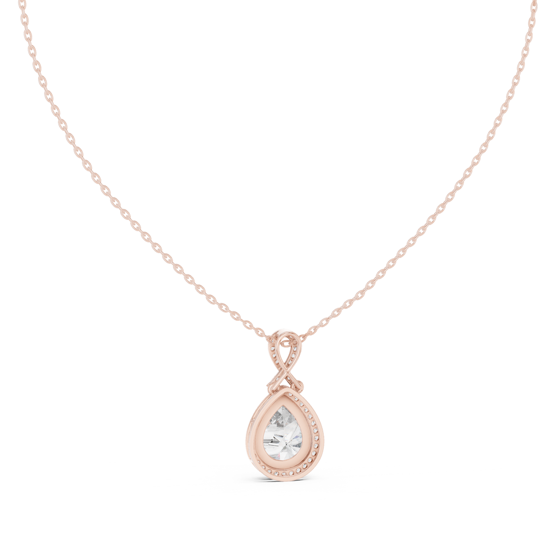 Pear-Shaped Halo Diamond Pendant
