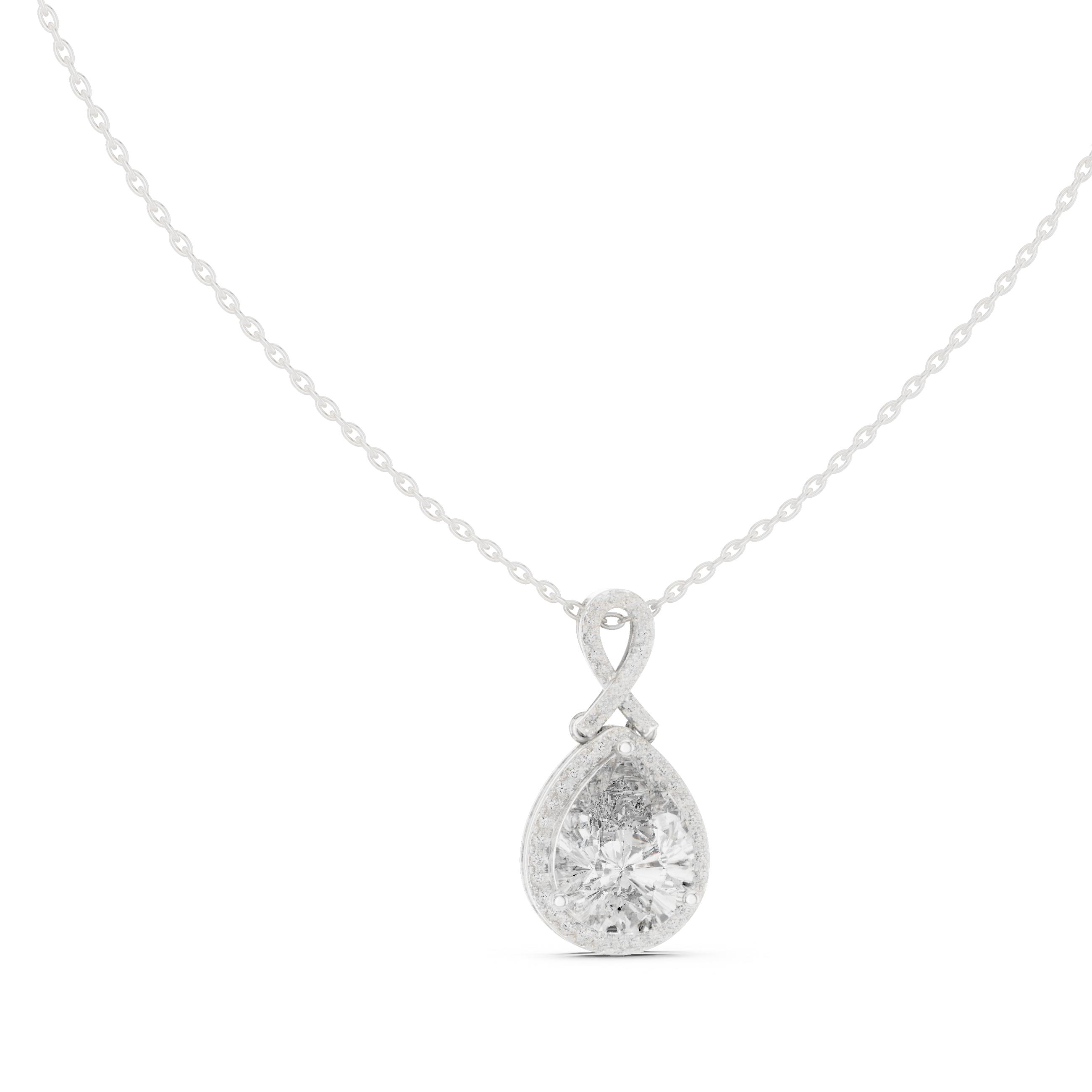 Pear-Shaped Halo Diamond Pendant