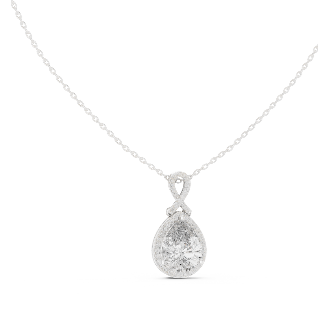 Pear-Shaped Halo Diamond Pendant