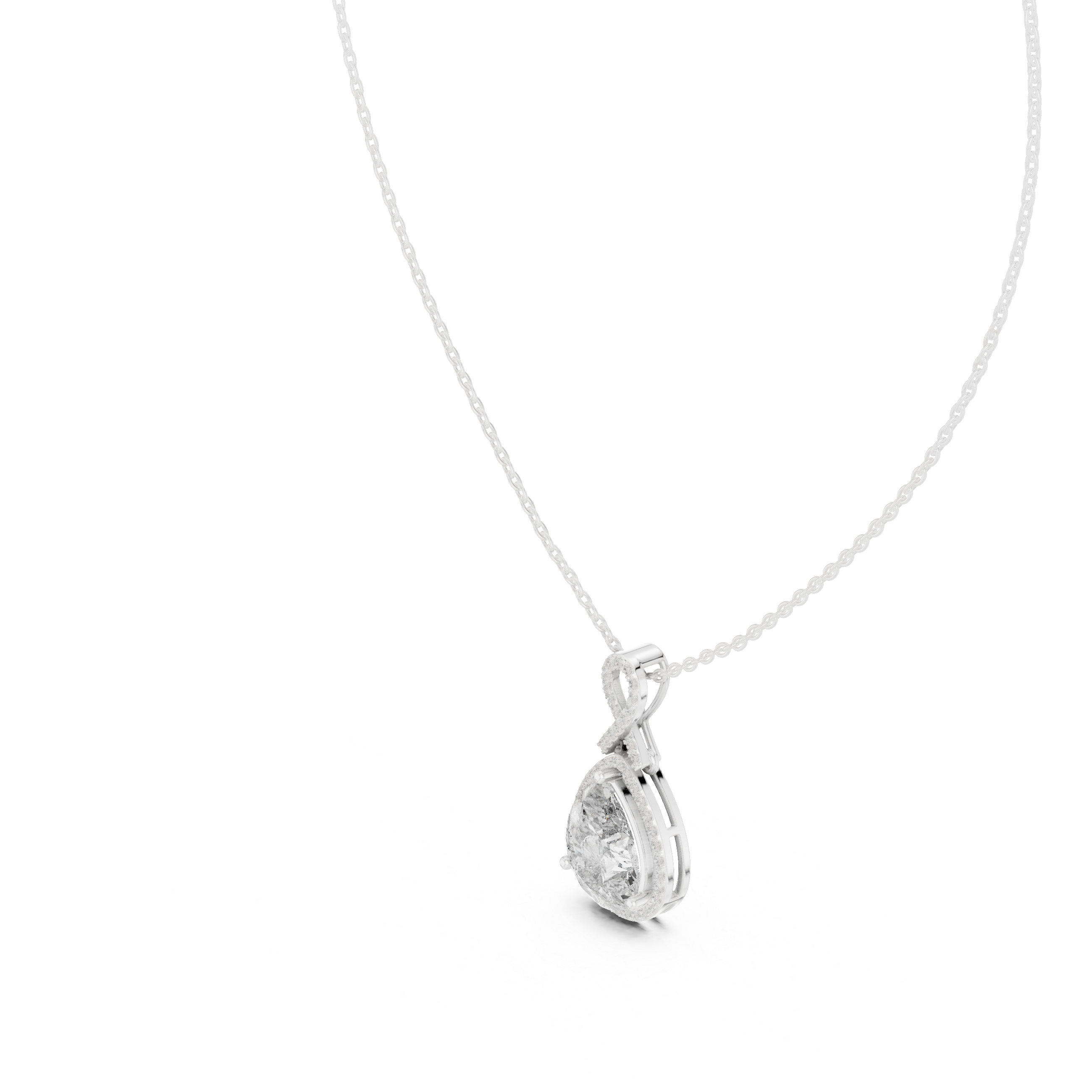 Pear-Shaped Halo Diamond Pendant