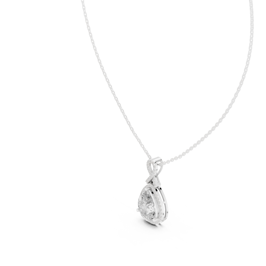 Pear-Shaped Halo Diamond Pendant