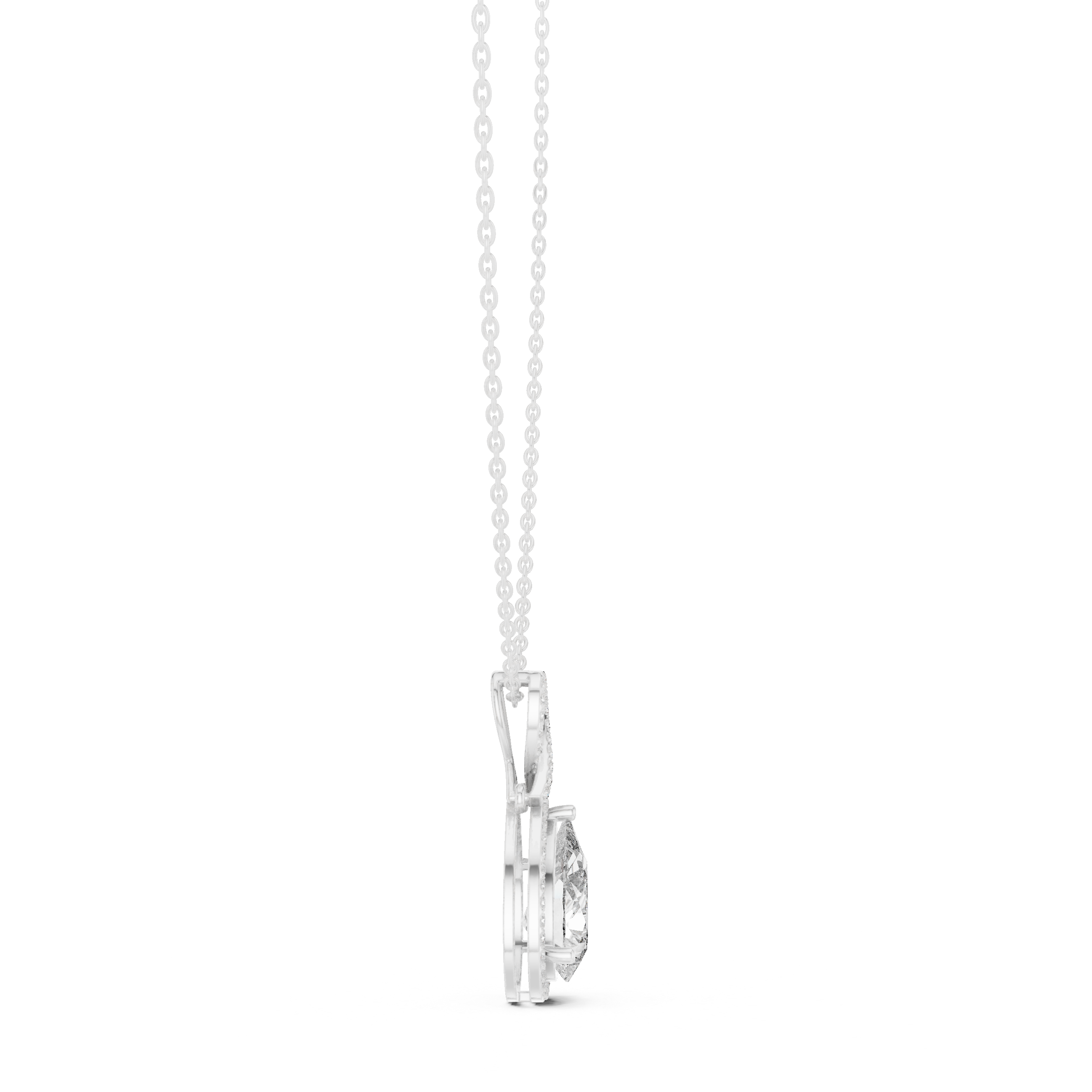 Pear-Shaped Halo Diamond Pendant
