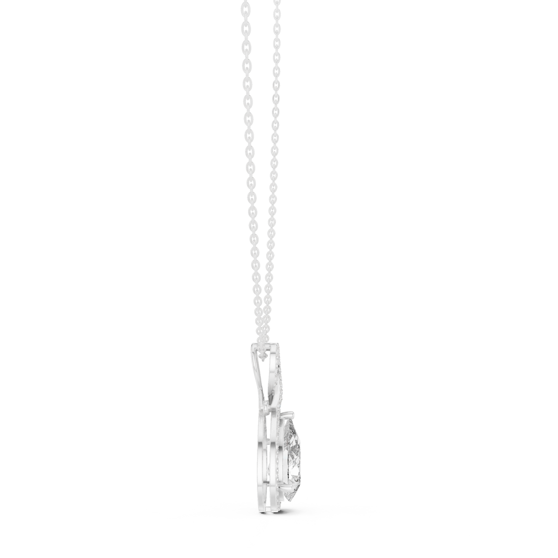 Pear-Shaped Halo Diamond Pendant
