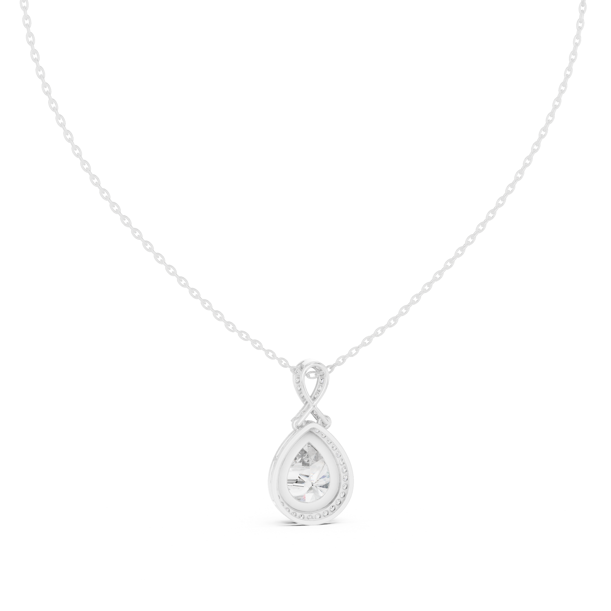 Pear-Shaped Halo Diamond Pendant