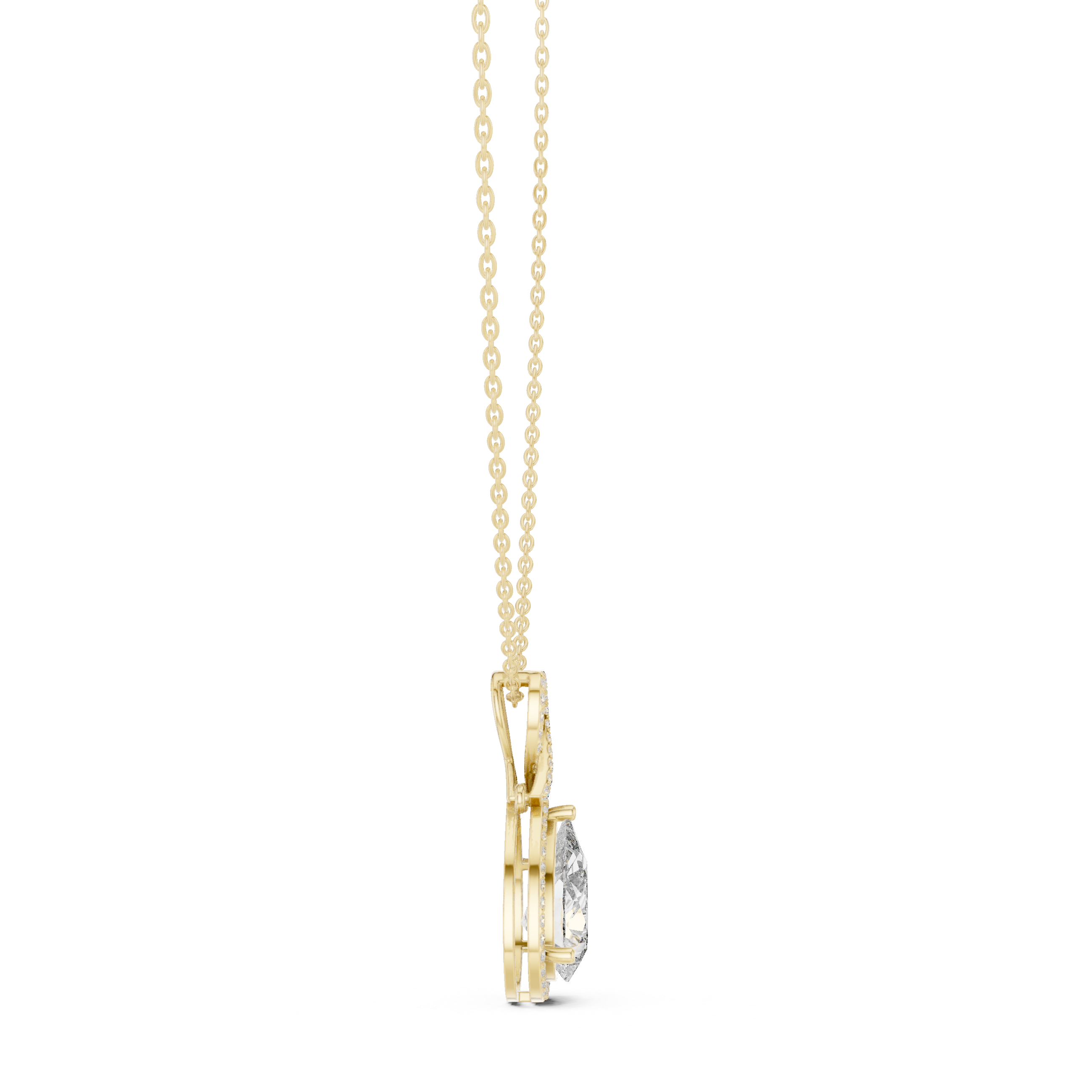 Pear-Shaped Halo Diamond Pendant
