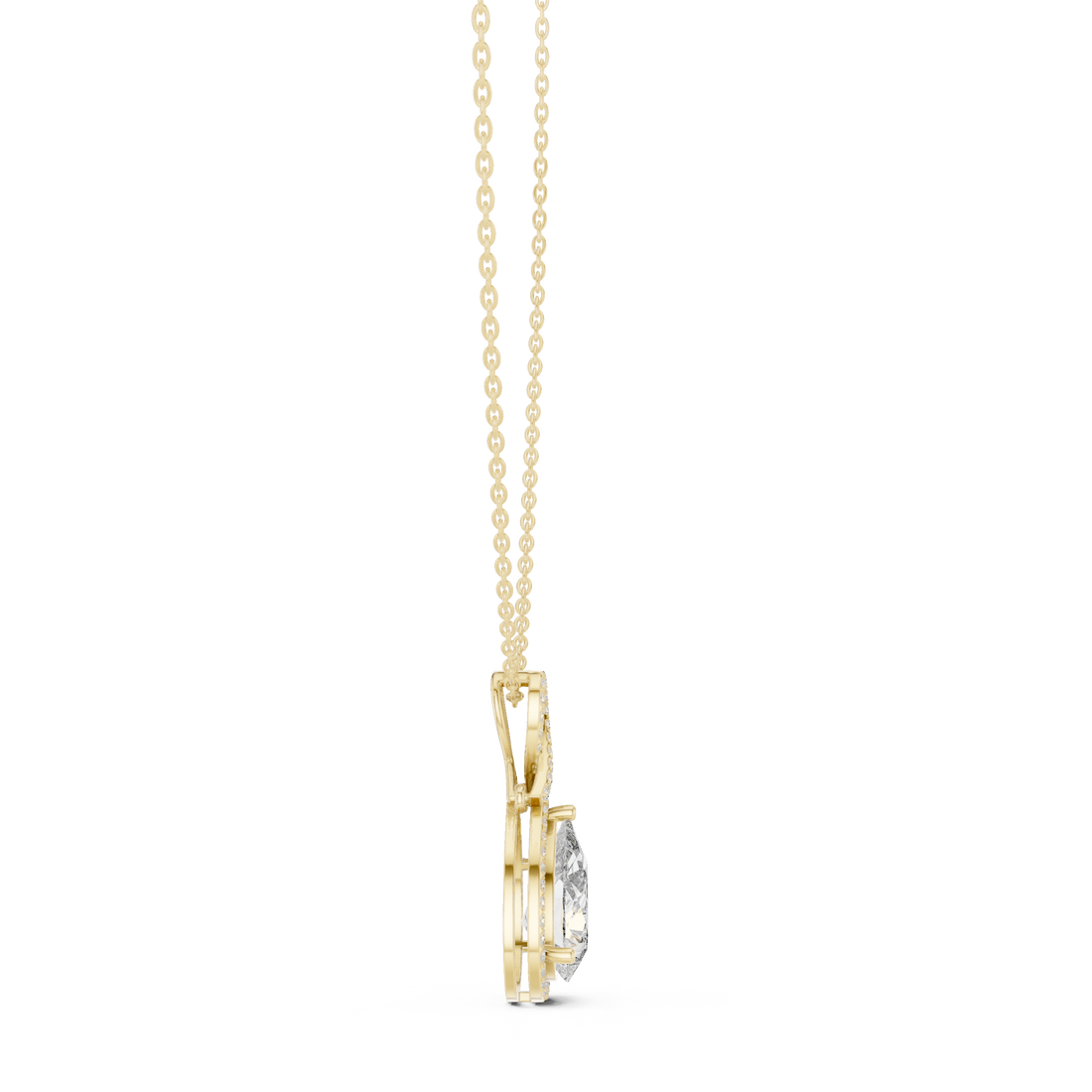 Pear-Shaped Halo Diamond Pendant
