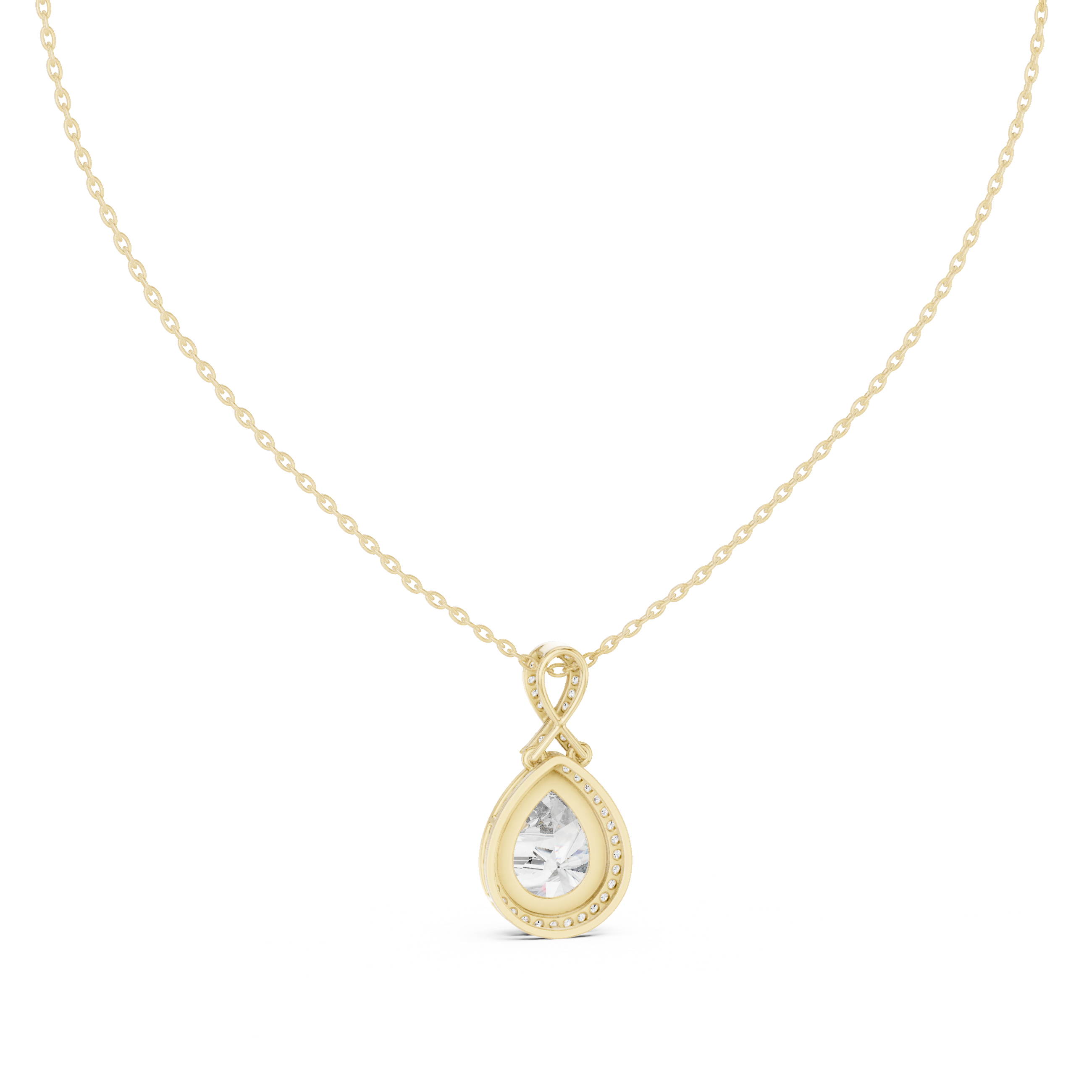 Pear-Shaped Halo Diamond Pendant