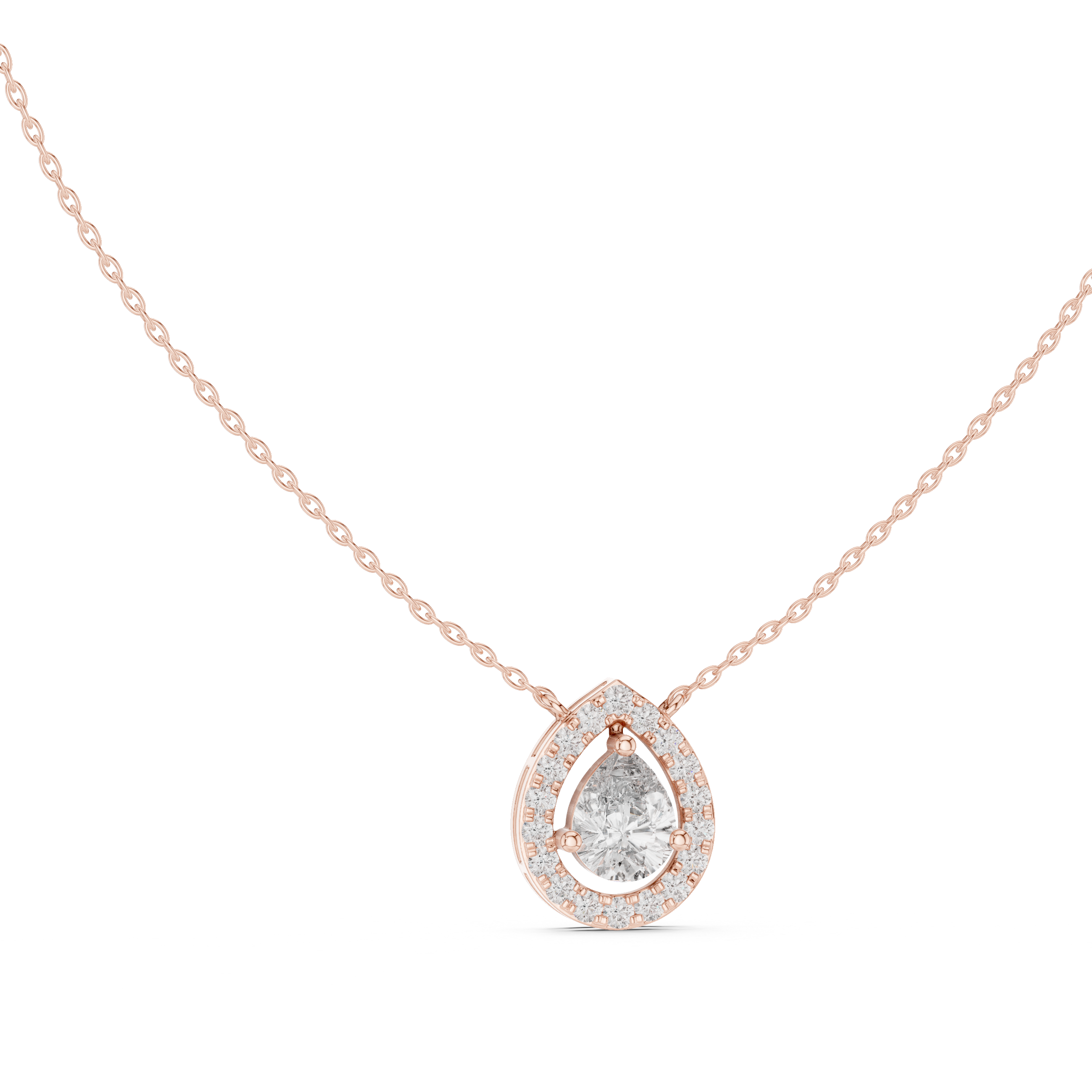 Pear-Shaped Diamond Halo Pendant