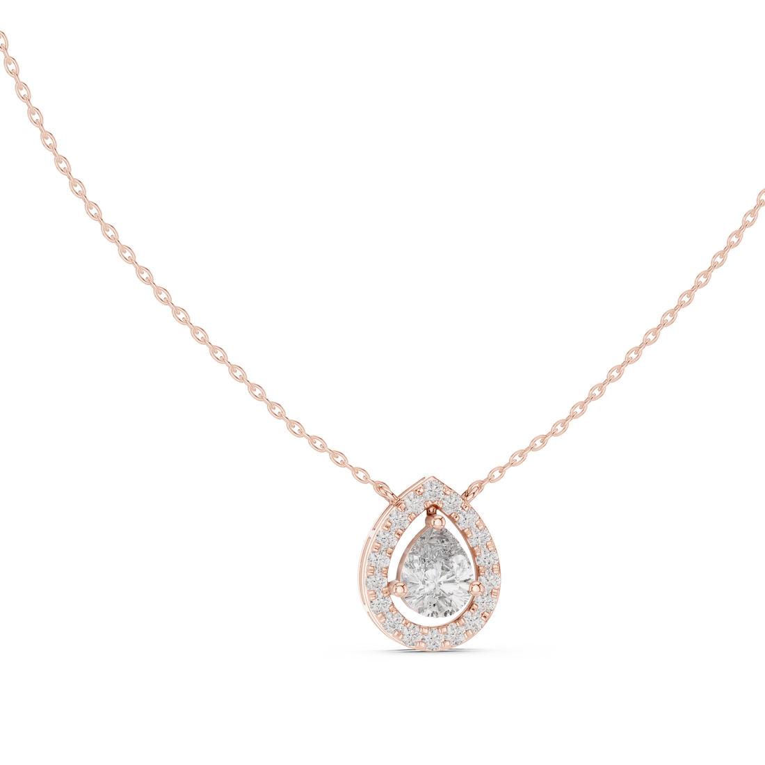 Pear-Shaped Diamond Halo Pendant