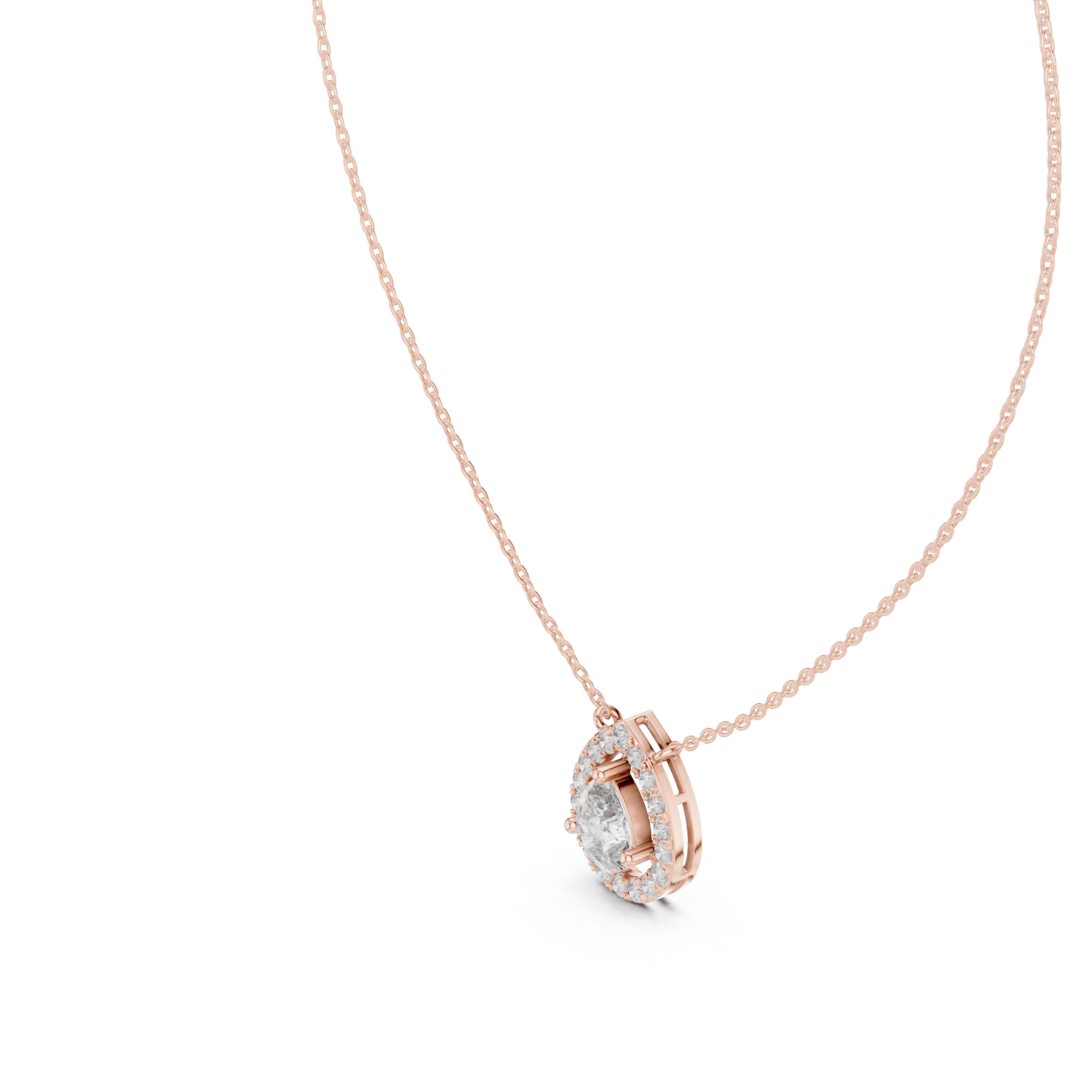 Pear-Shaped Diamond Halo Pendant