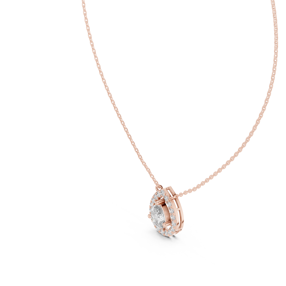 Pear-Shaped Diamond Halo Pendant