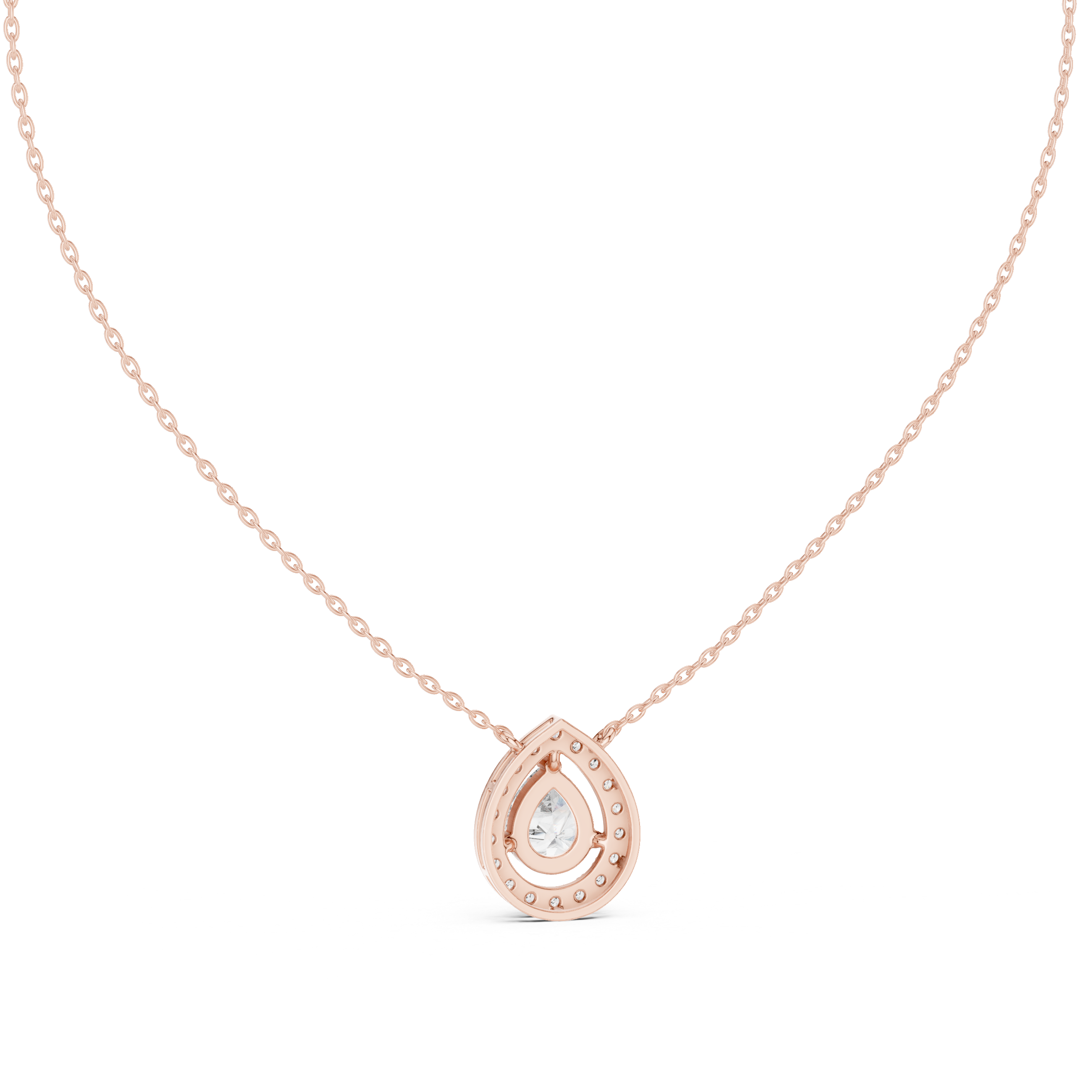 Pear-Shaped Diamond Halo Pendant