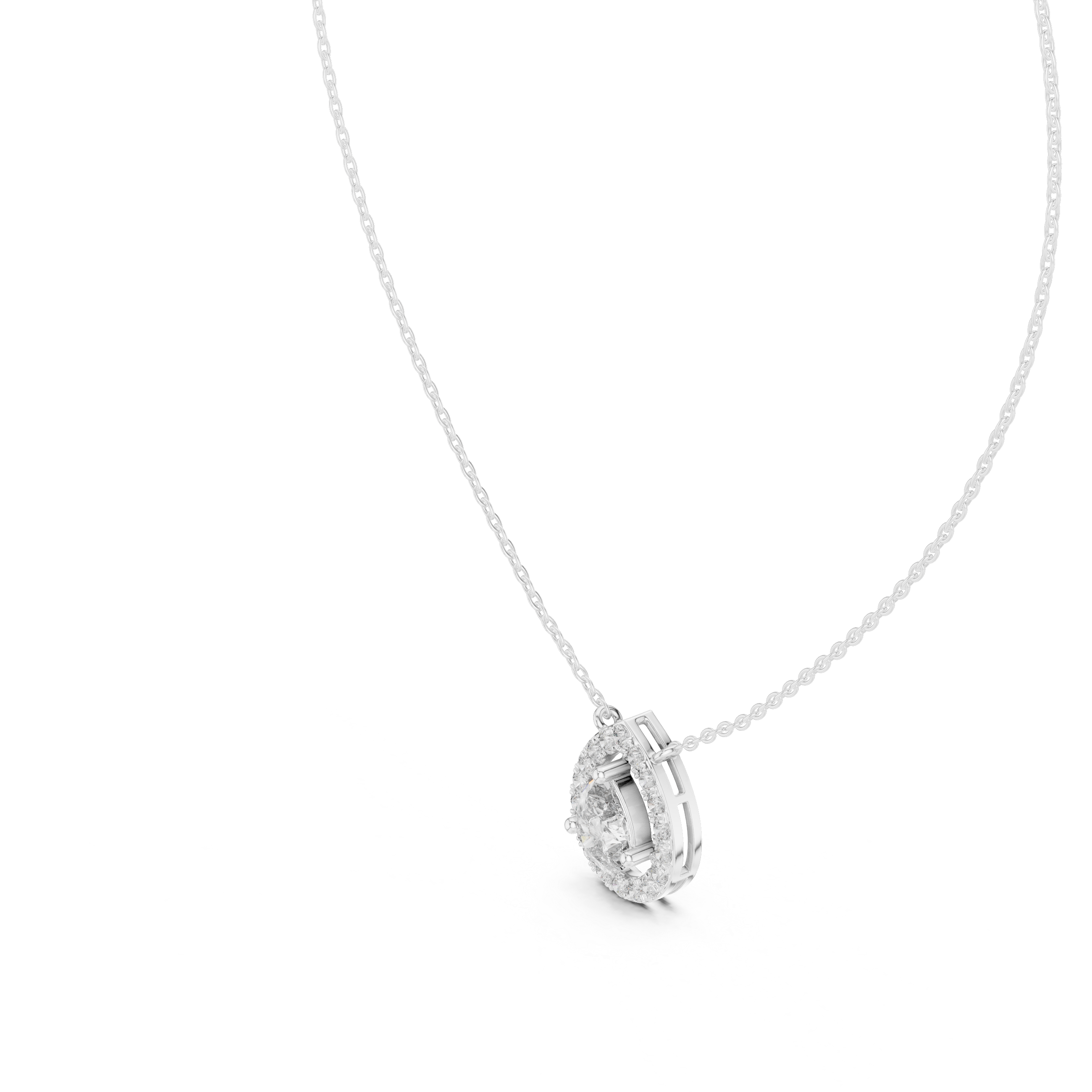 Pear-Shaped Diamond Halo Pendant