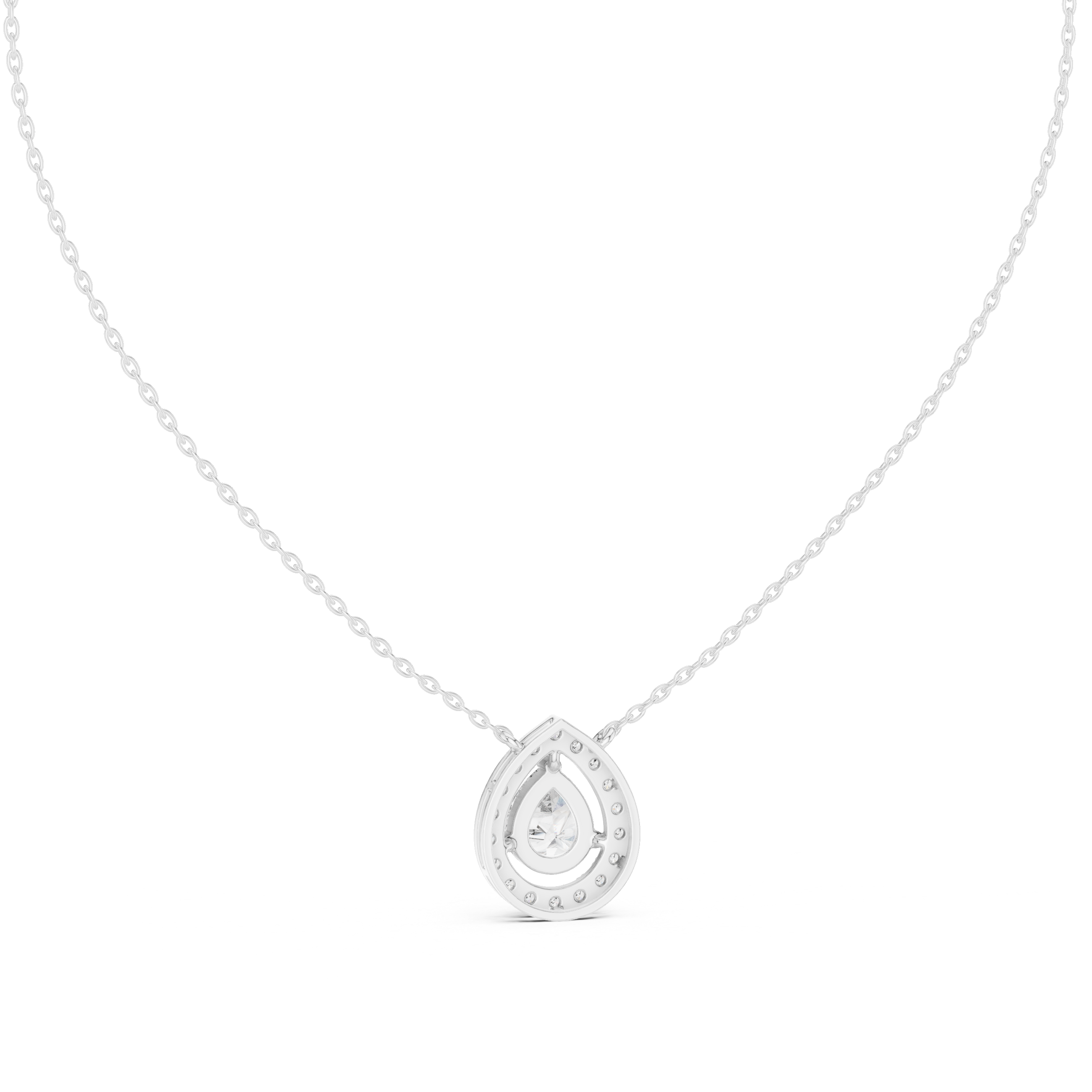Pear-Shaped Diamond Halo Pendant