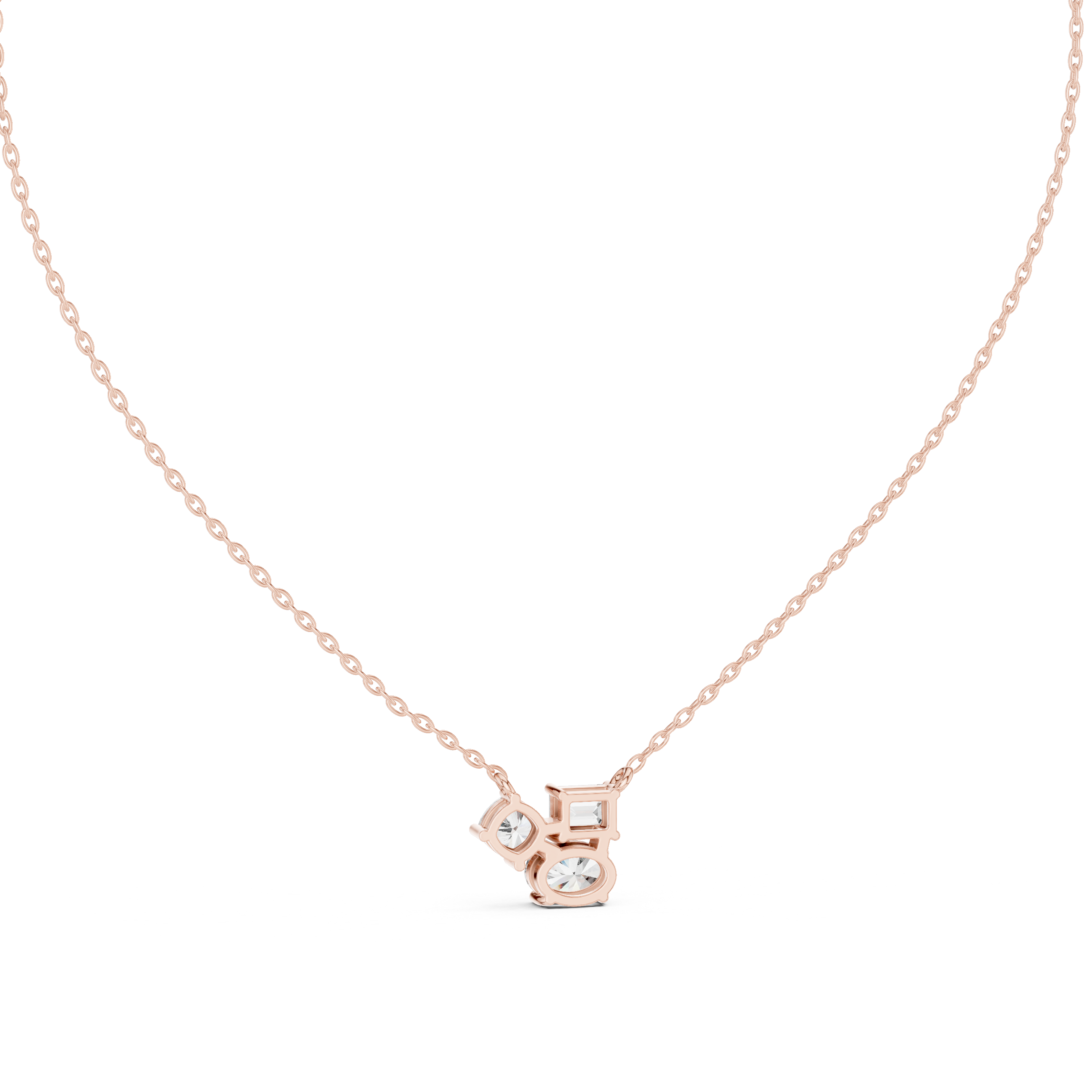Three-Stone Diamond Cluster Pendant Necklace