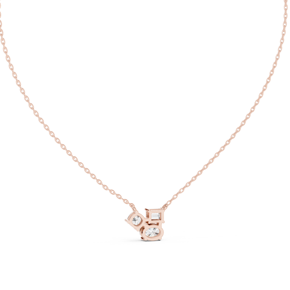 Three-Stone Diamond Cluster Pendant Necklace