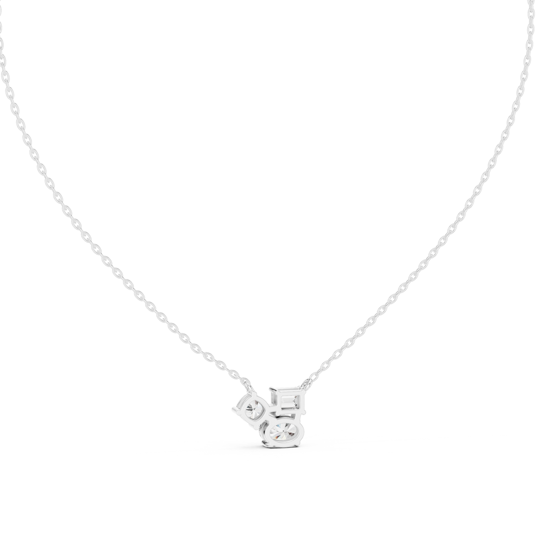 Three-Stone Diamond Cluster Pendant Necklace