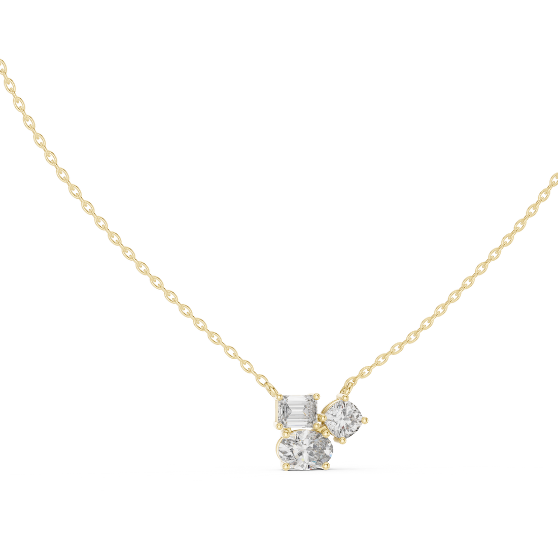 Three-Stone Diamond Cluster Pendant Necklace
