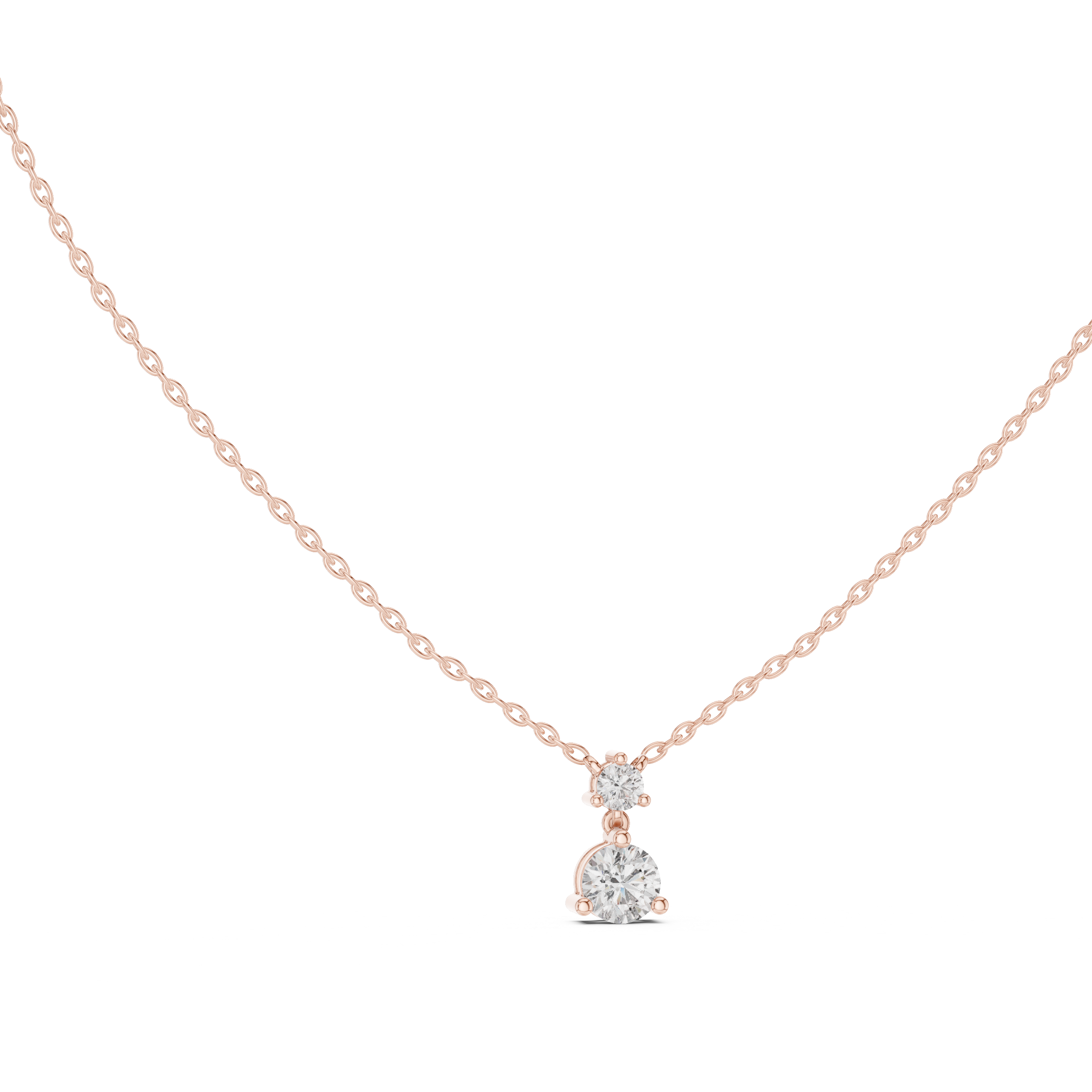 Two-Diamond Drop Pendant Necklace