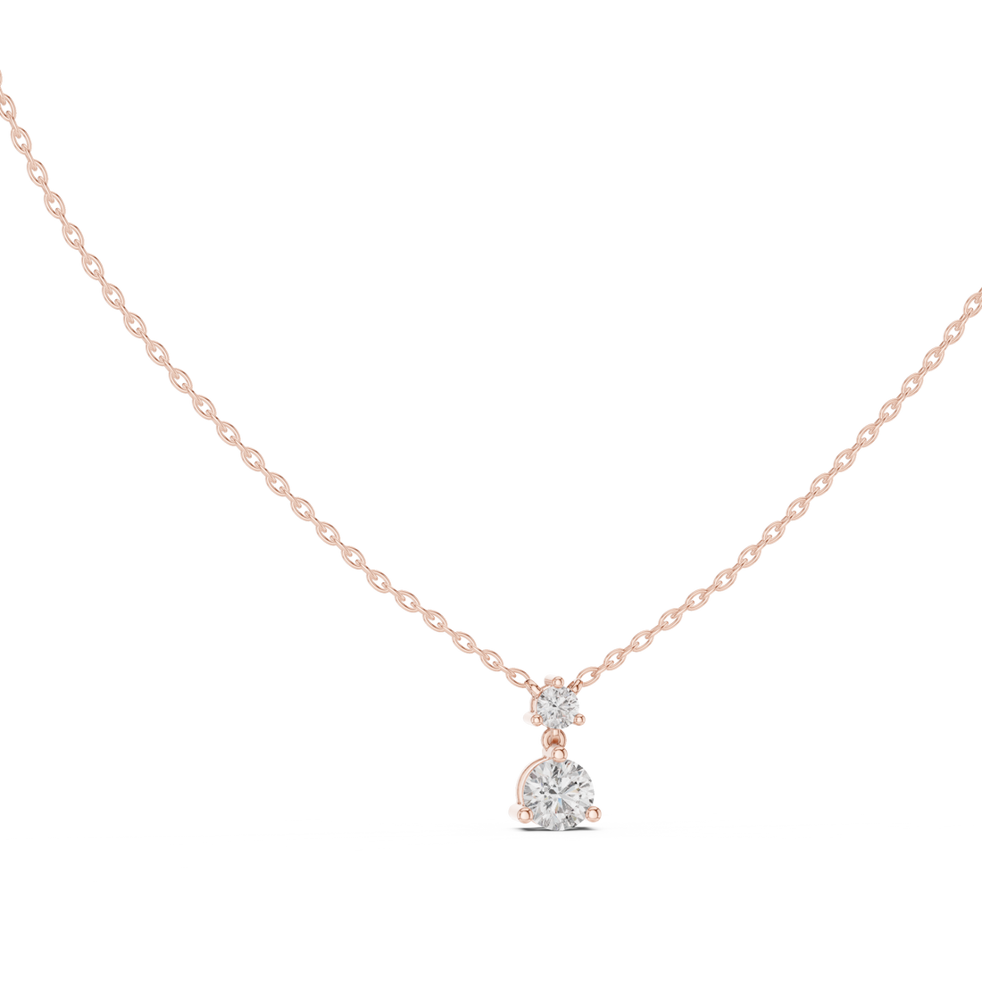 Two-Diamond Drop Pendant Necklace