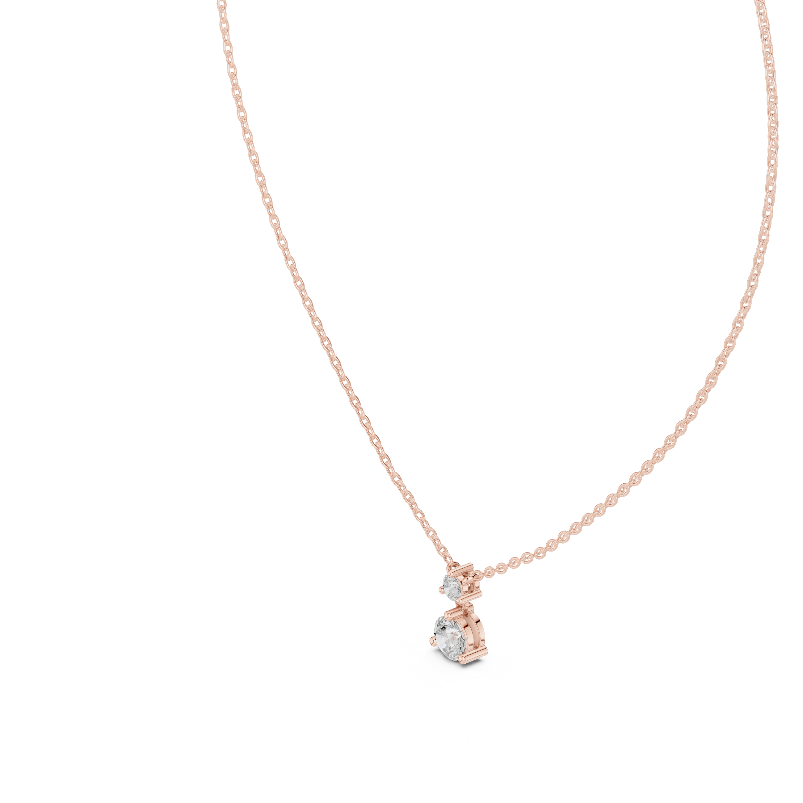 Two-Diamond Drop Pendant Necklace