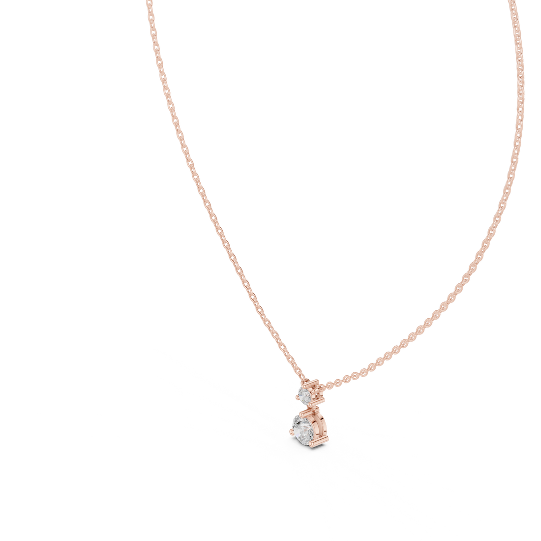 Two-Diamond Drop Pendant Necklace
