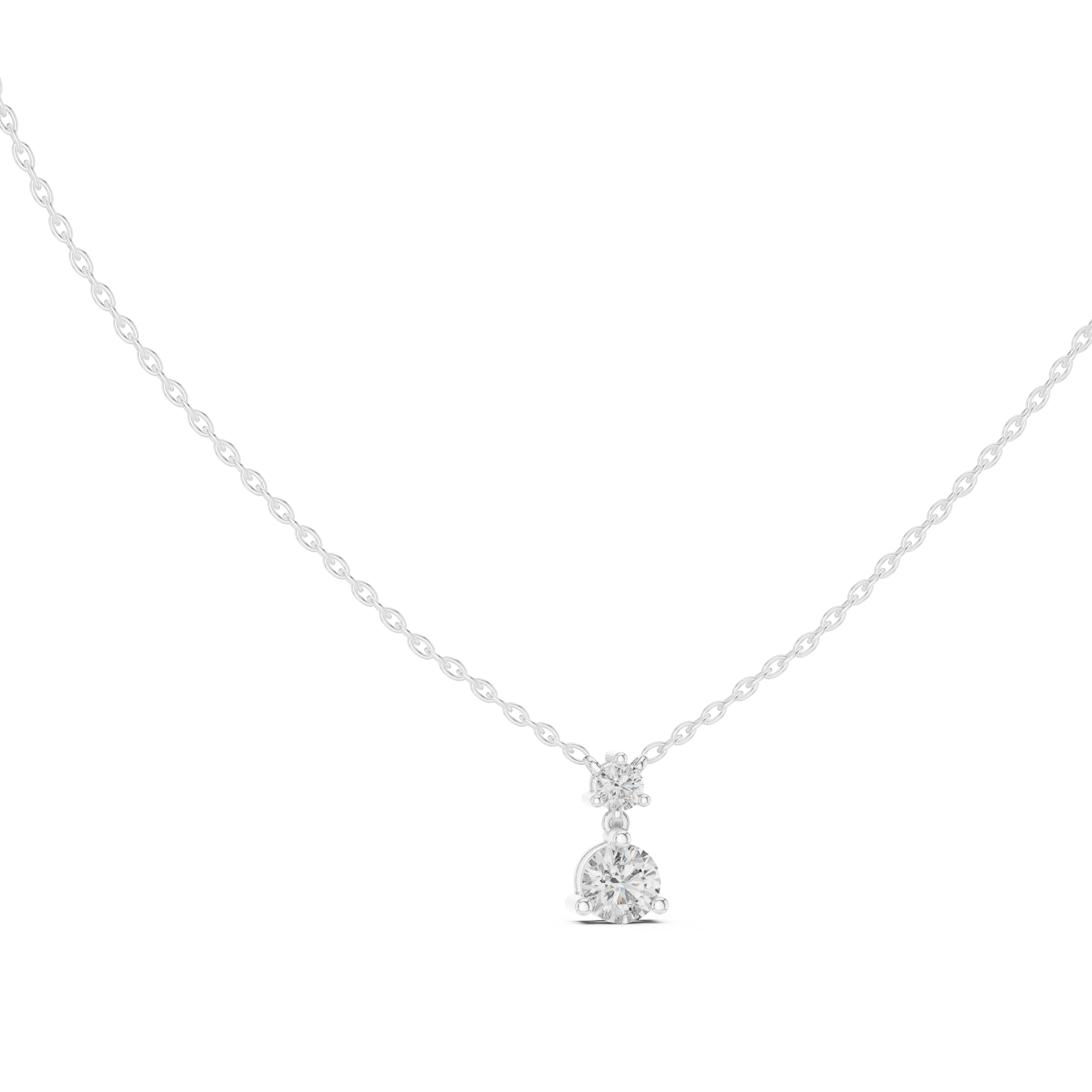 Two-Diamond Drop Pendant Necklace