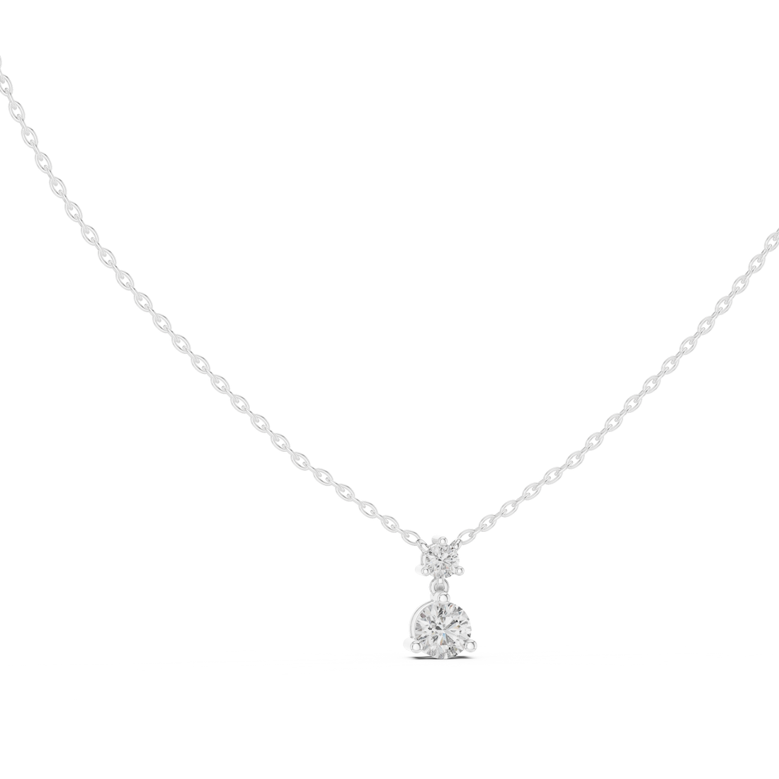 Two-Diamond Drop Pendant Necklace