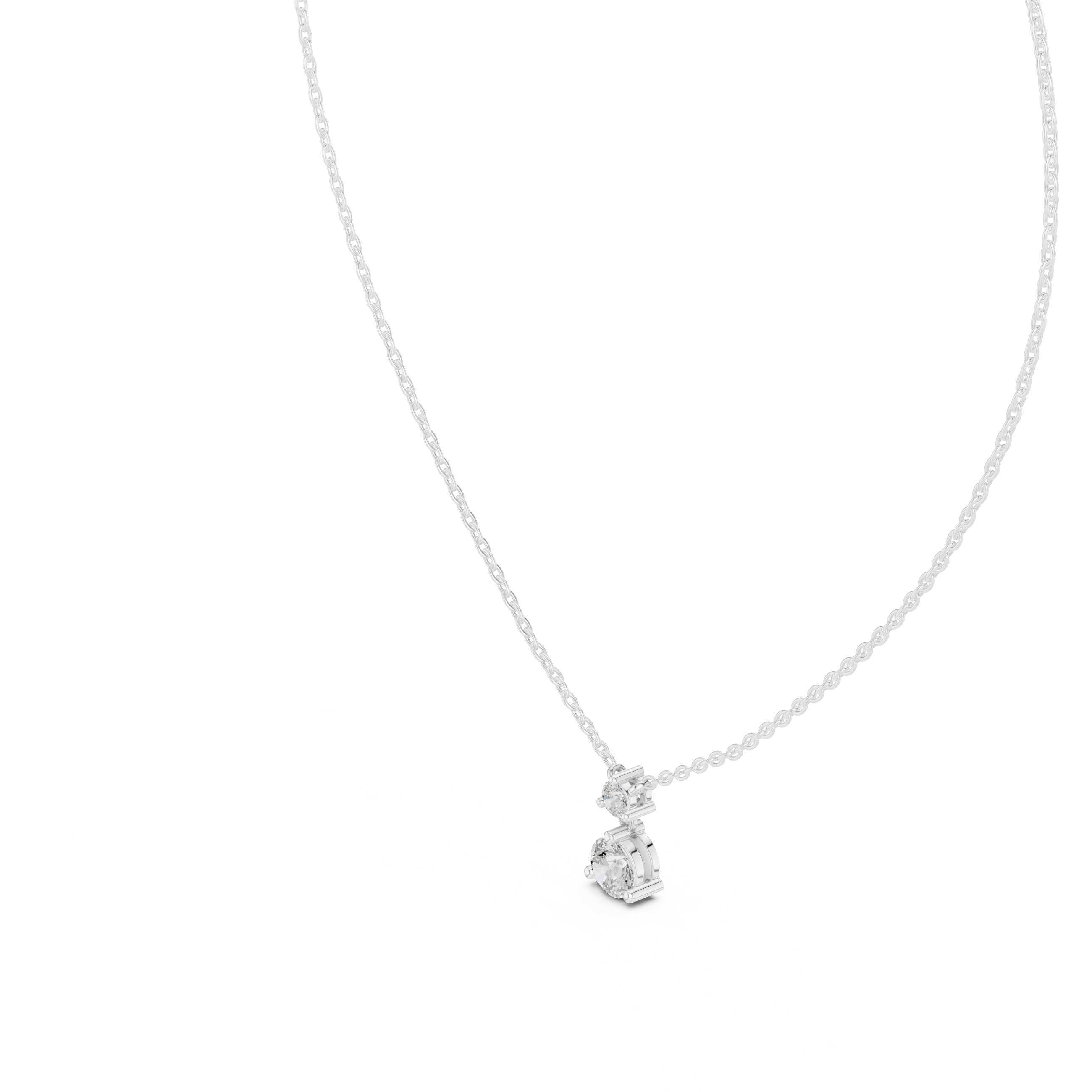 Two-Diamond Drop Pendant Necklace