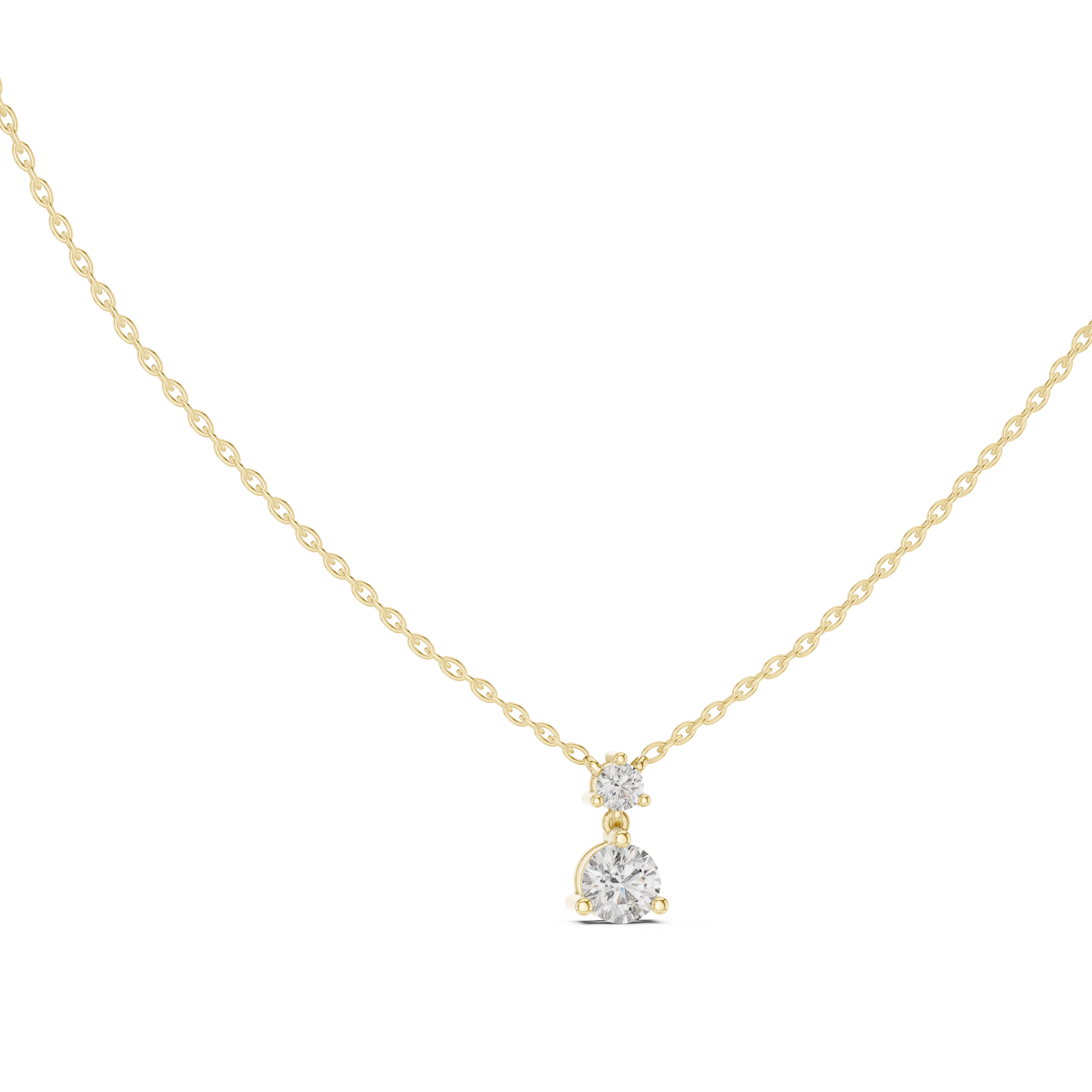 Two-Diamond Drop Pendant Necklace