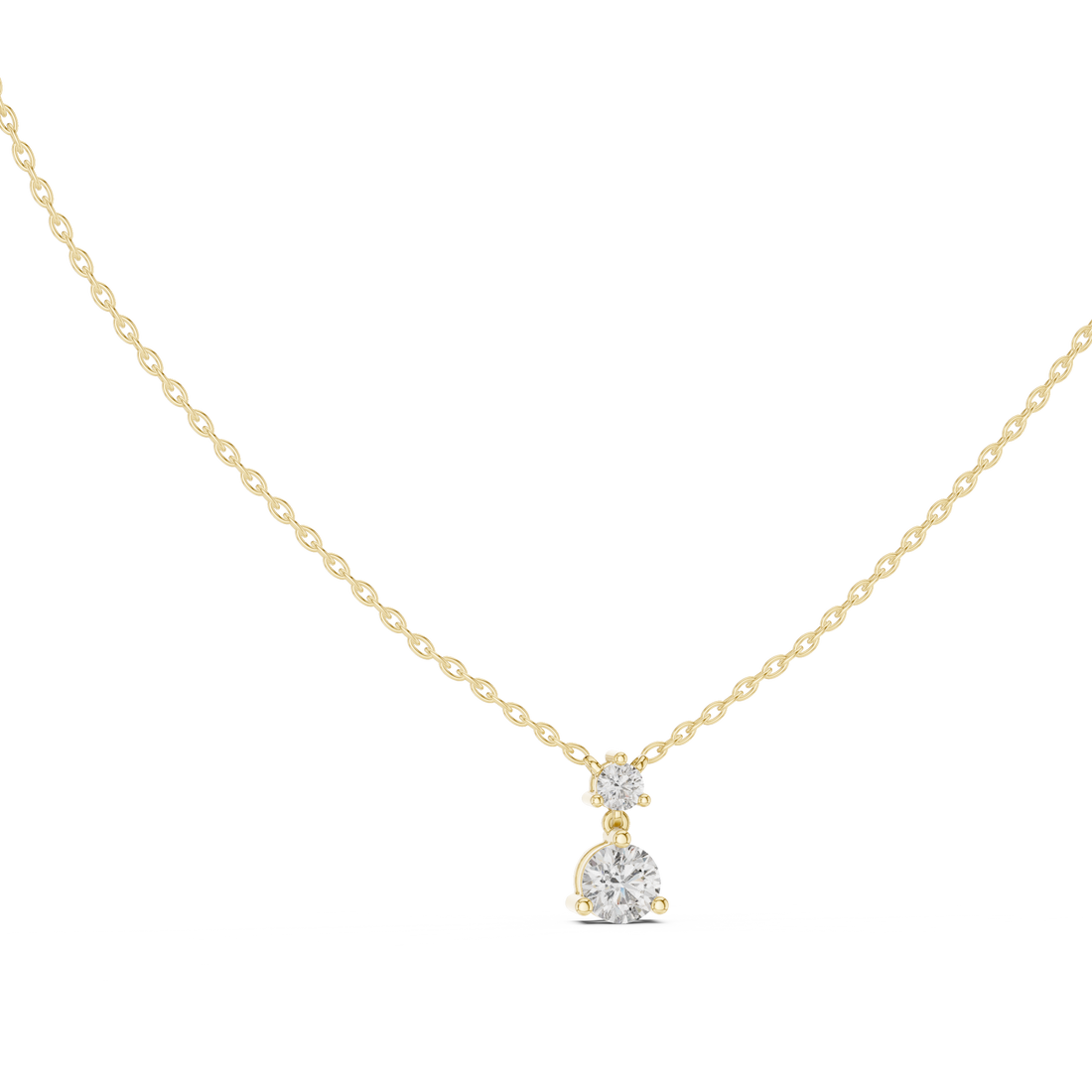 Two-Diamond Drop Pendant Necklace