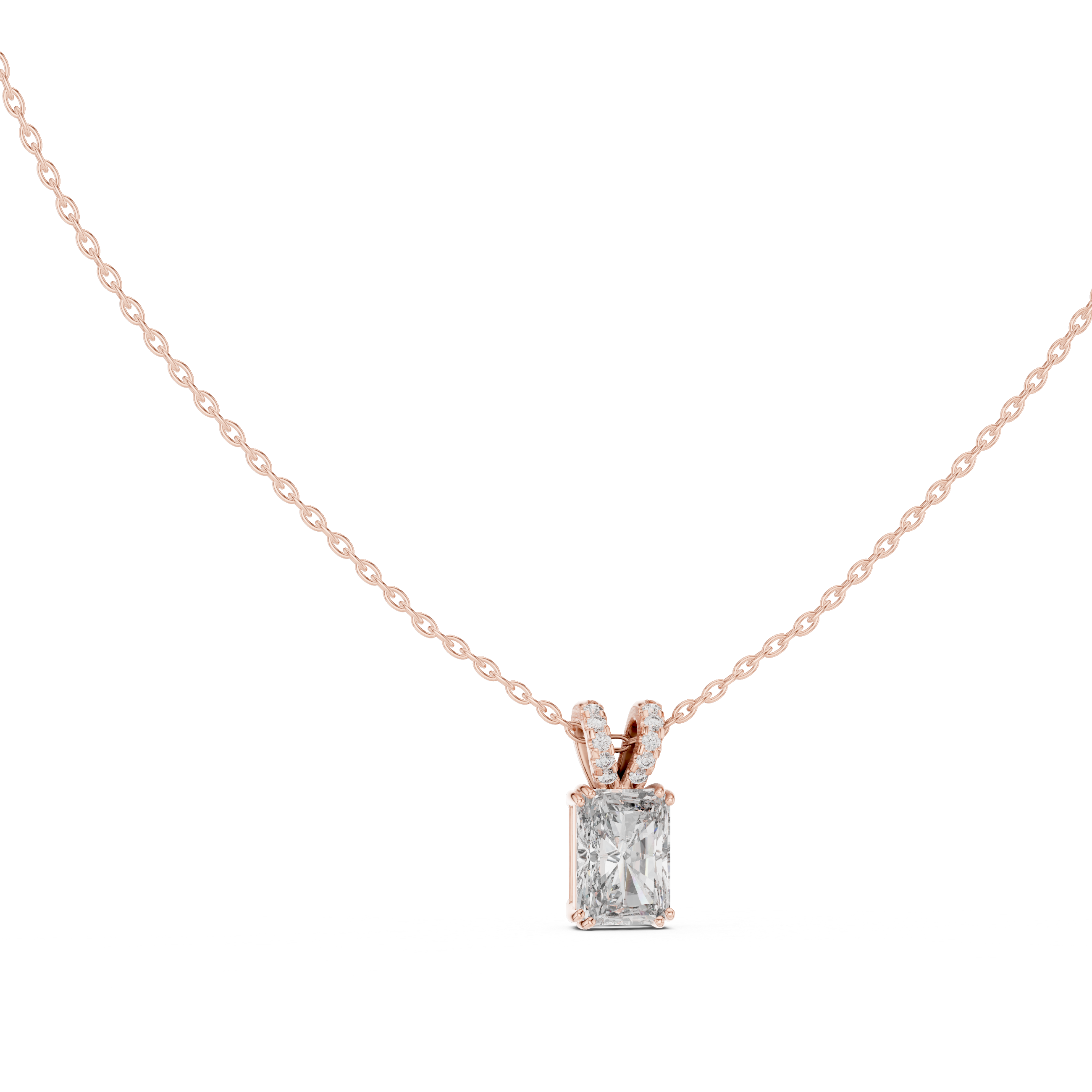 Emerald-Cut Diamond Solitaire Pendant Necklace