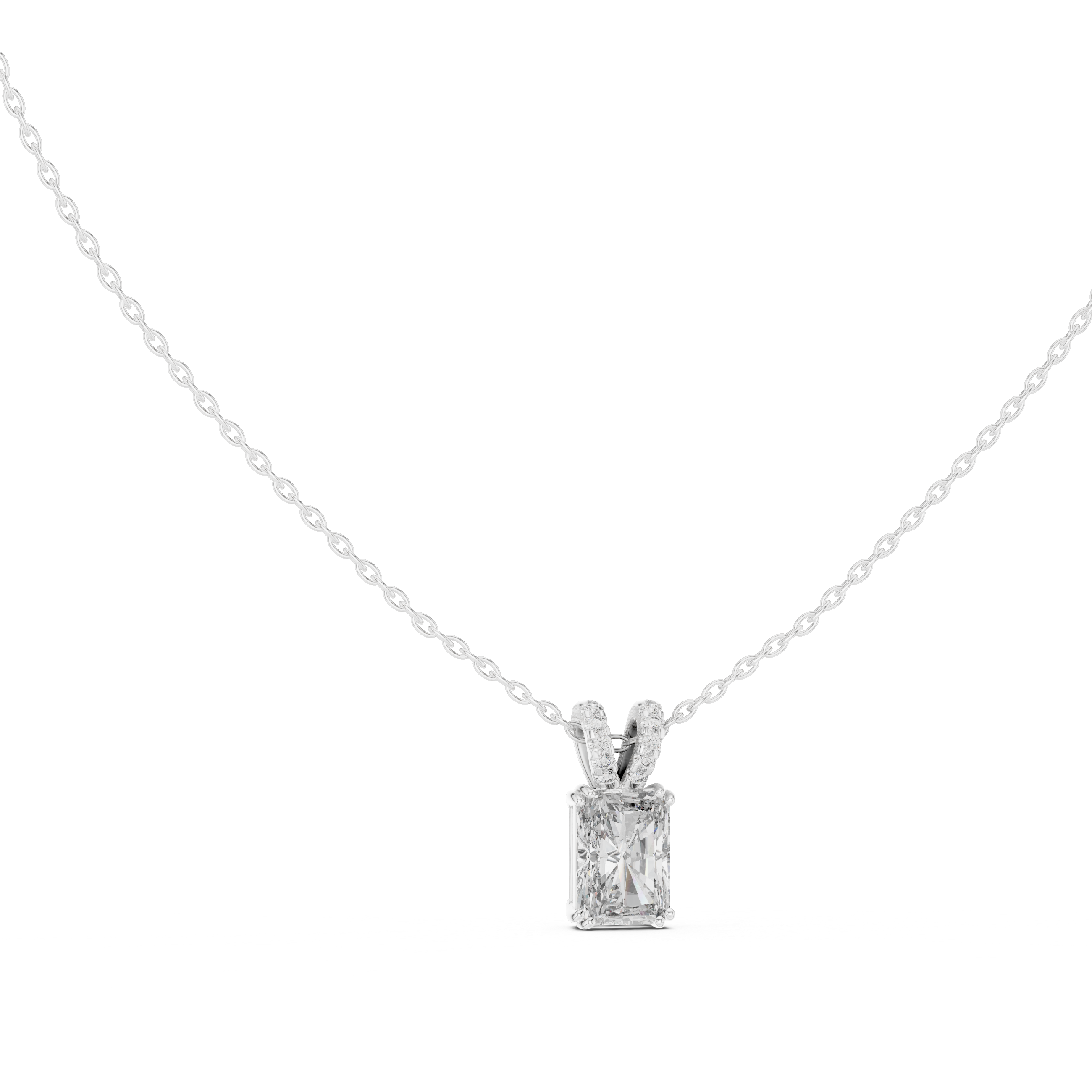Emerald-Cut Diamond Solitaire Pendant Necklace