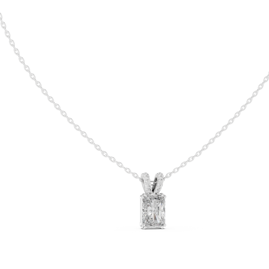 Emerald-Cut Diamond Solitaire Pendant Necklace