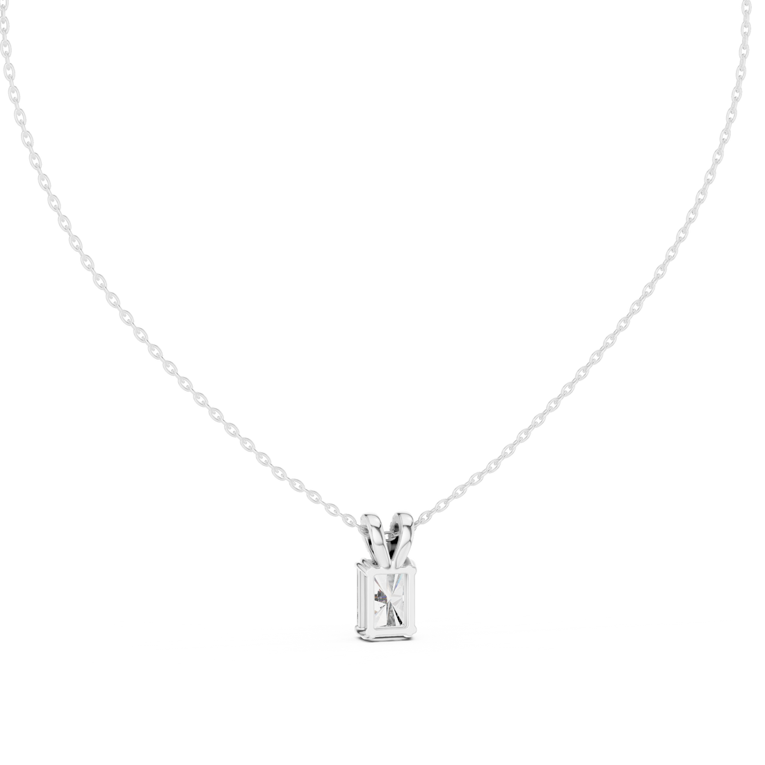 Emerald-Cut Diamond Solitaire Pendant Necklace
