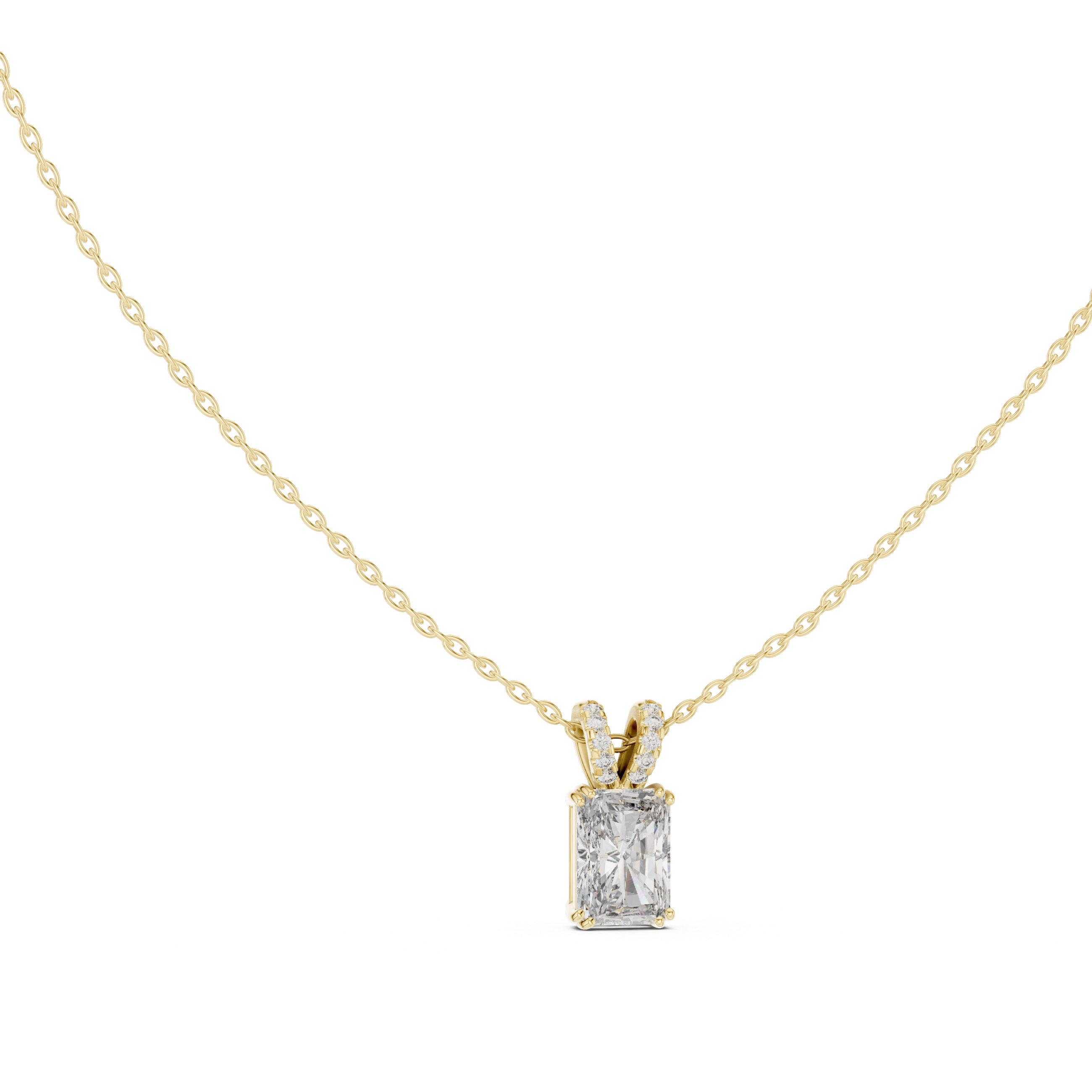 Emerald-Cut Diamond Solitaire Pendant Necklace