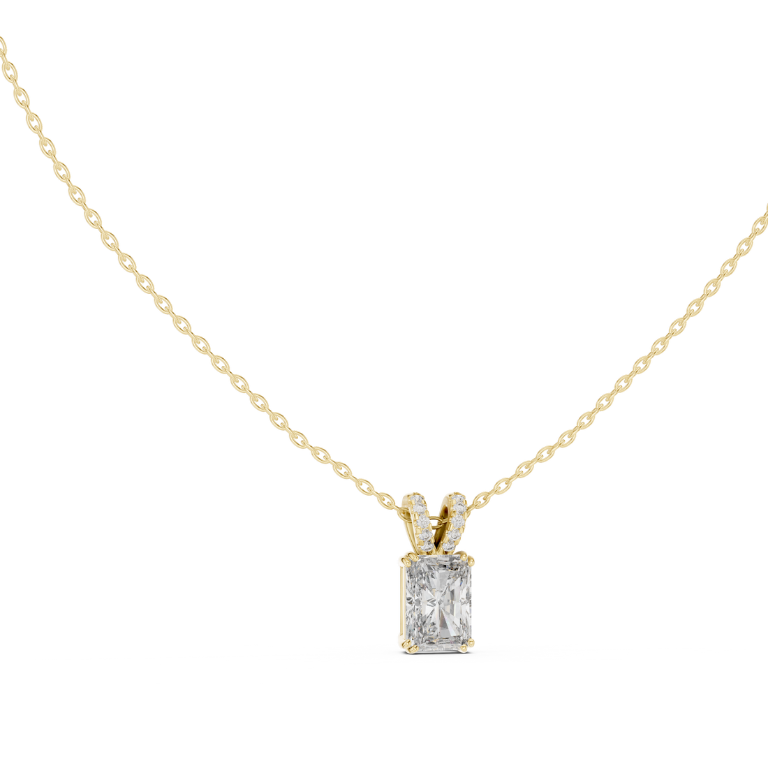 Emerald-Cut Diamond Solitaire Pendant Necklace